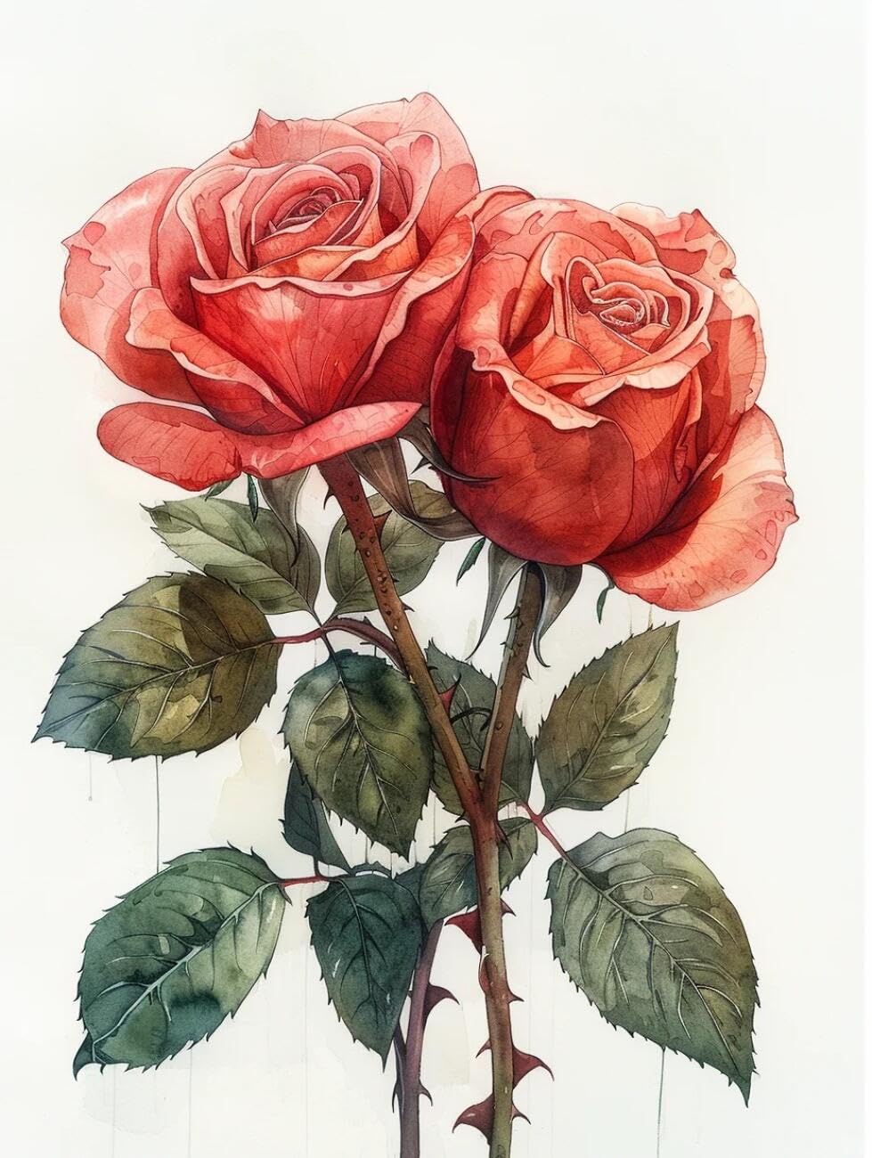 RKFLGEW Flowers 14CT Embroidery Kit Watercolor Red Roses Cross Stitch Starter Set for Adults DIY Needlepoint Kits Embroidery Patterns Home Decoration 40x50cm