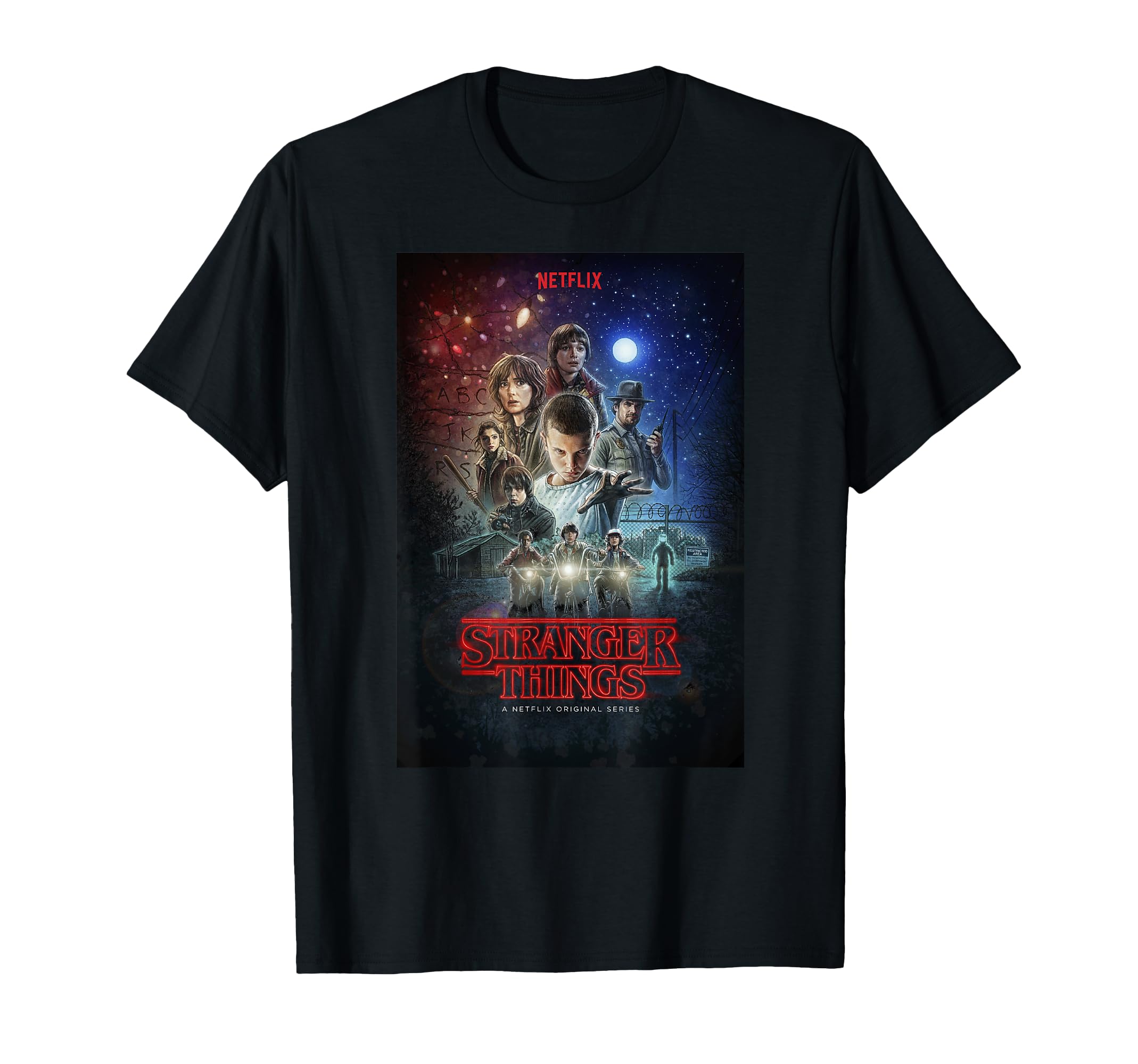 Stranger Things Group Shot Illustrated Poster T-Shirt