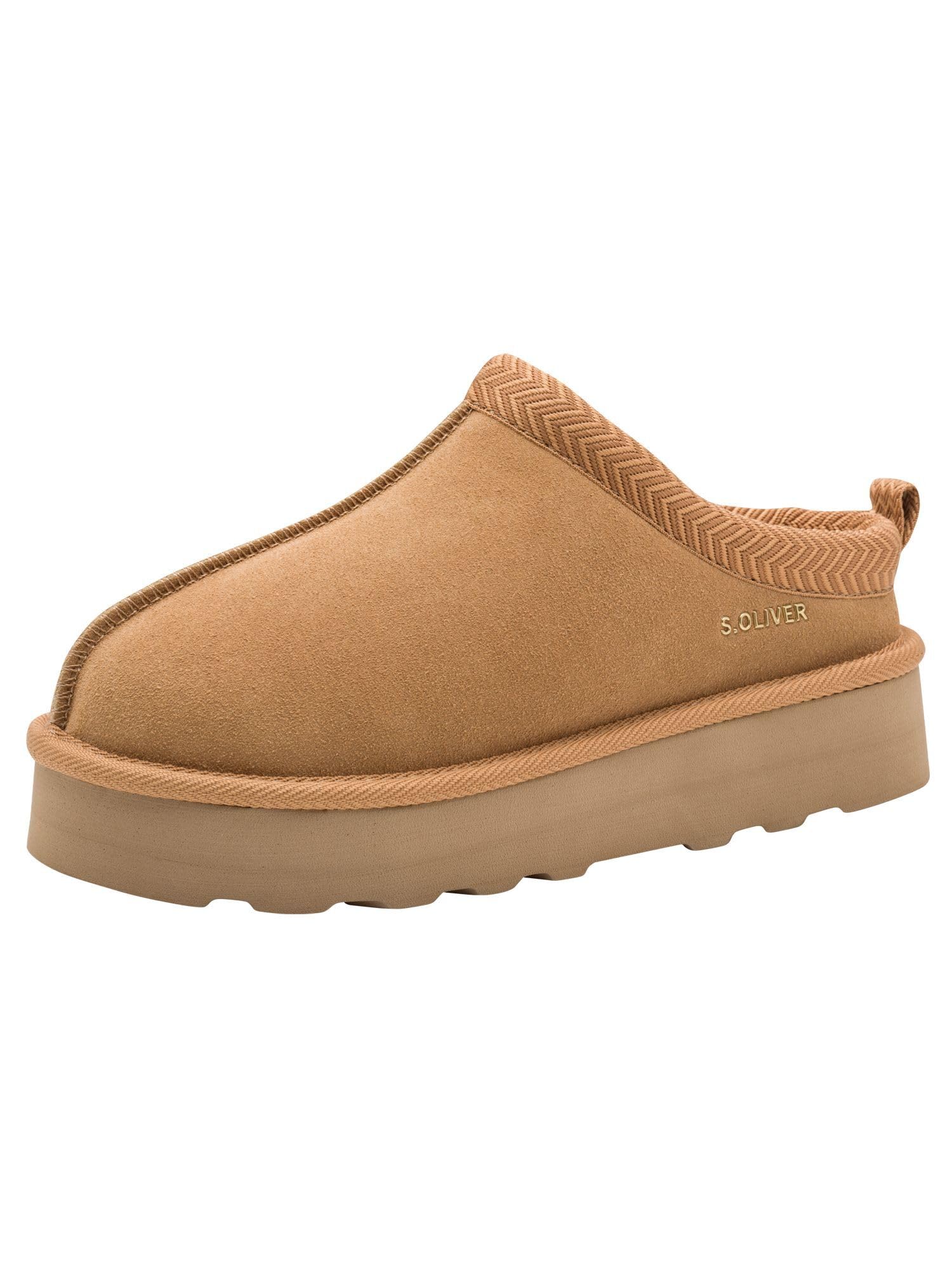 s.Oliver Damen Pantoletten aus Leder zum Reinschlüpfen, Braun (Cognac), 40 EU