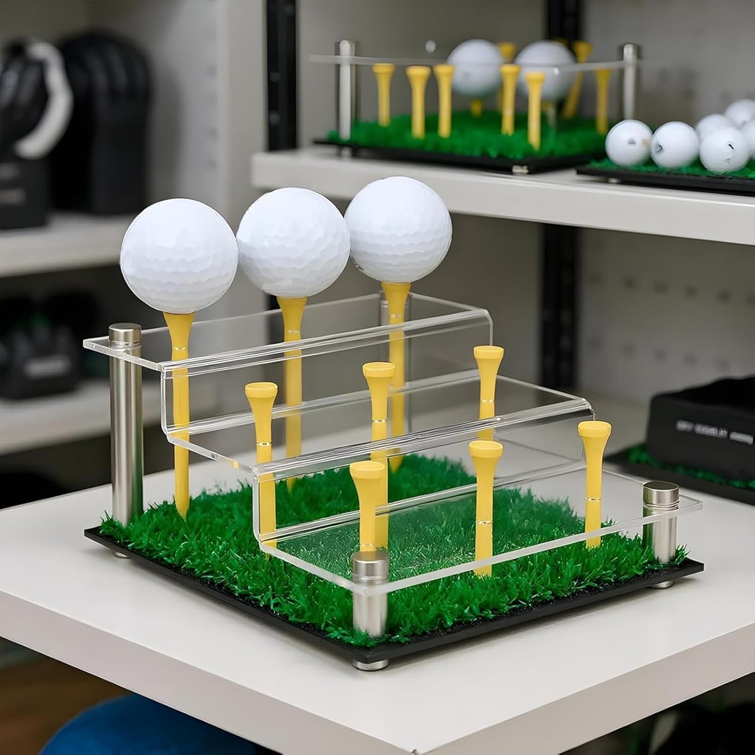 BIBAPU 2パック アクリル製ゴルフボールディスプレイケース - コンパクト収納トレイ（インテリア展示 / 多空間対応） [並行