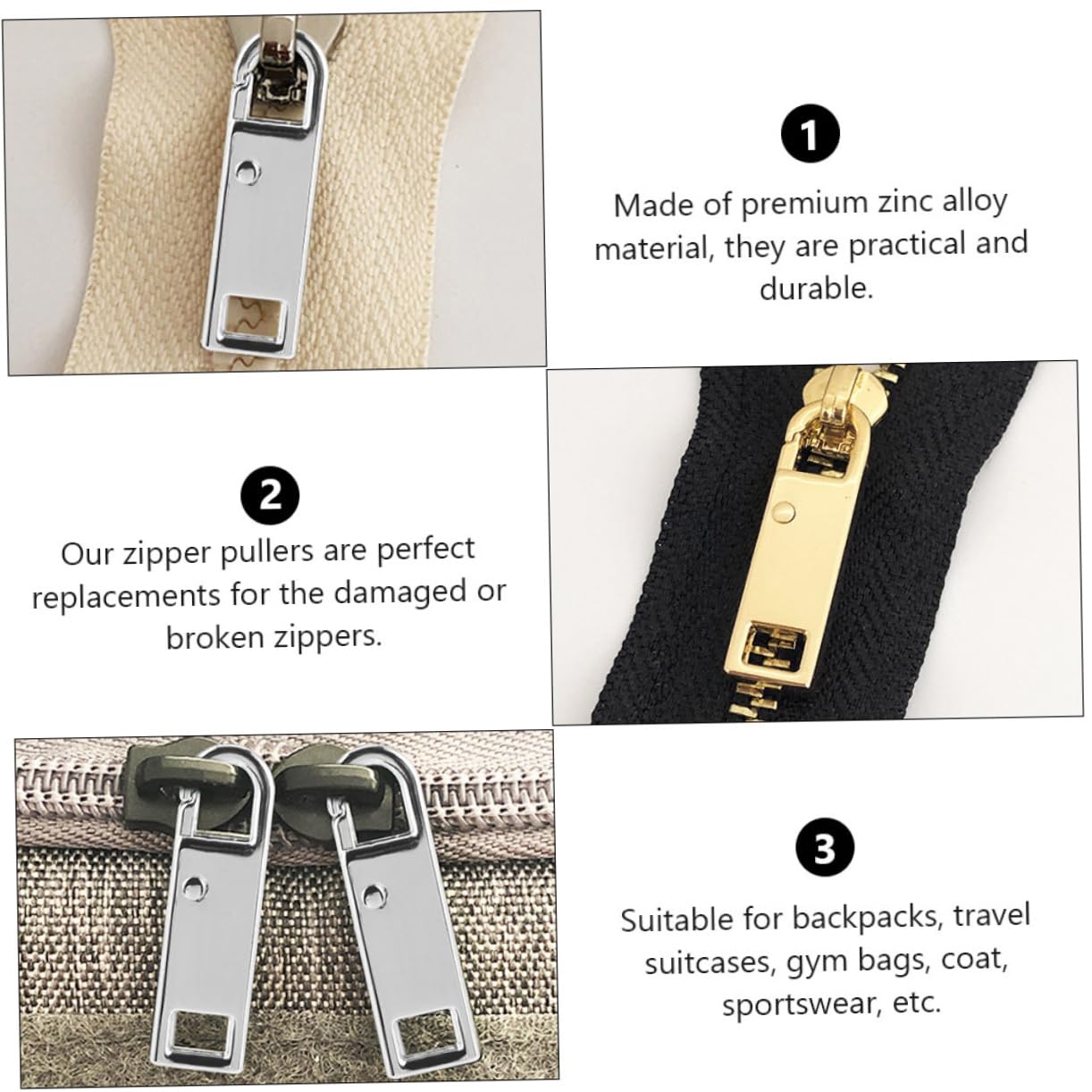 NUOBESTY 40piezas Tiradores Multifuncionales Para Cremalleras Accesorios Para Equipaje Ropa y Manualidades Solución Práctica Para Reemplazo De Lengüetas De Cremallera Mezclados