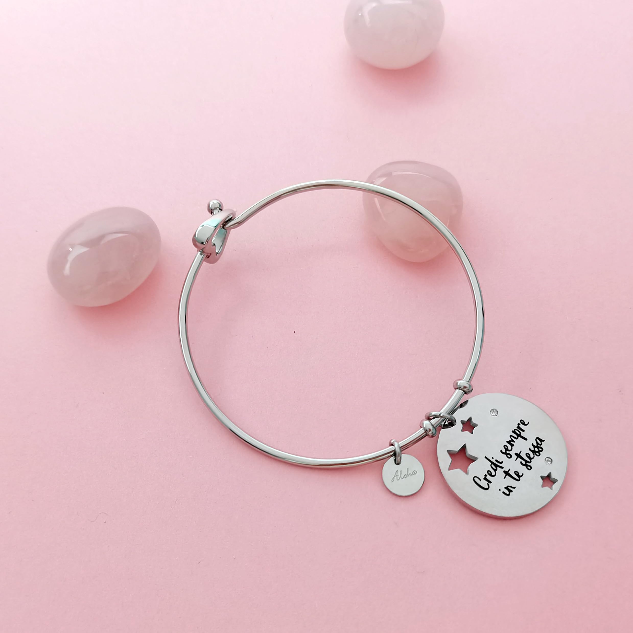 Aloha Bracciali in acciaio per donna con frasi su amicizia, amore e sogni