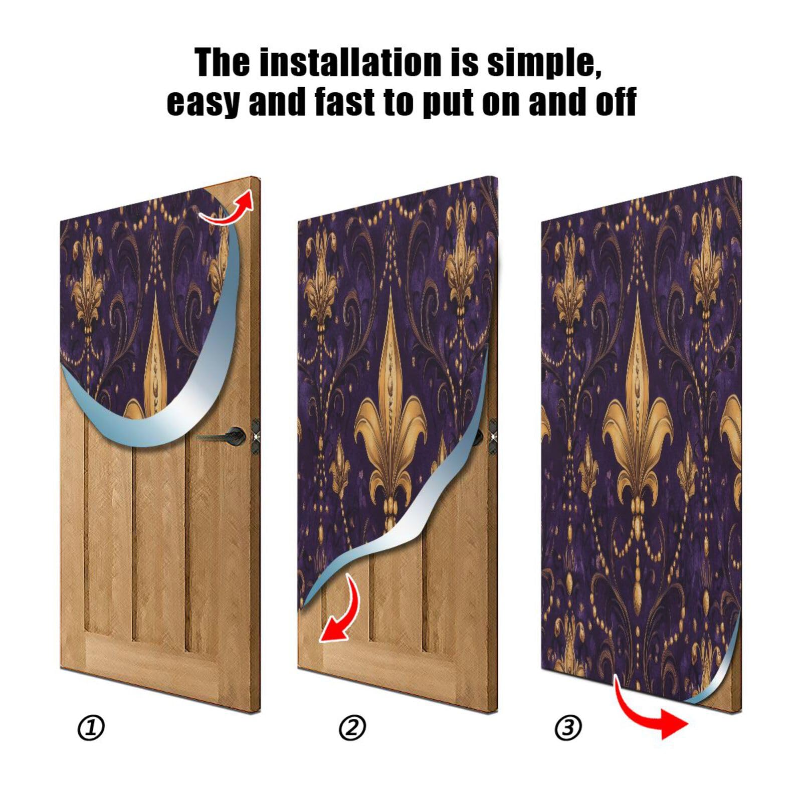 FLildon Fleur De Lis Flower Mardi Gras Door Cover Decoration, Party Accessory Porch Decor for Festive Ornament Room Door Covers 36 x 98 Inch