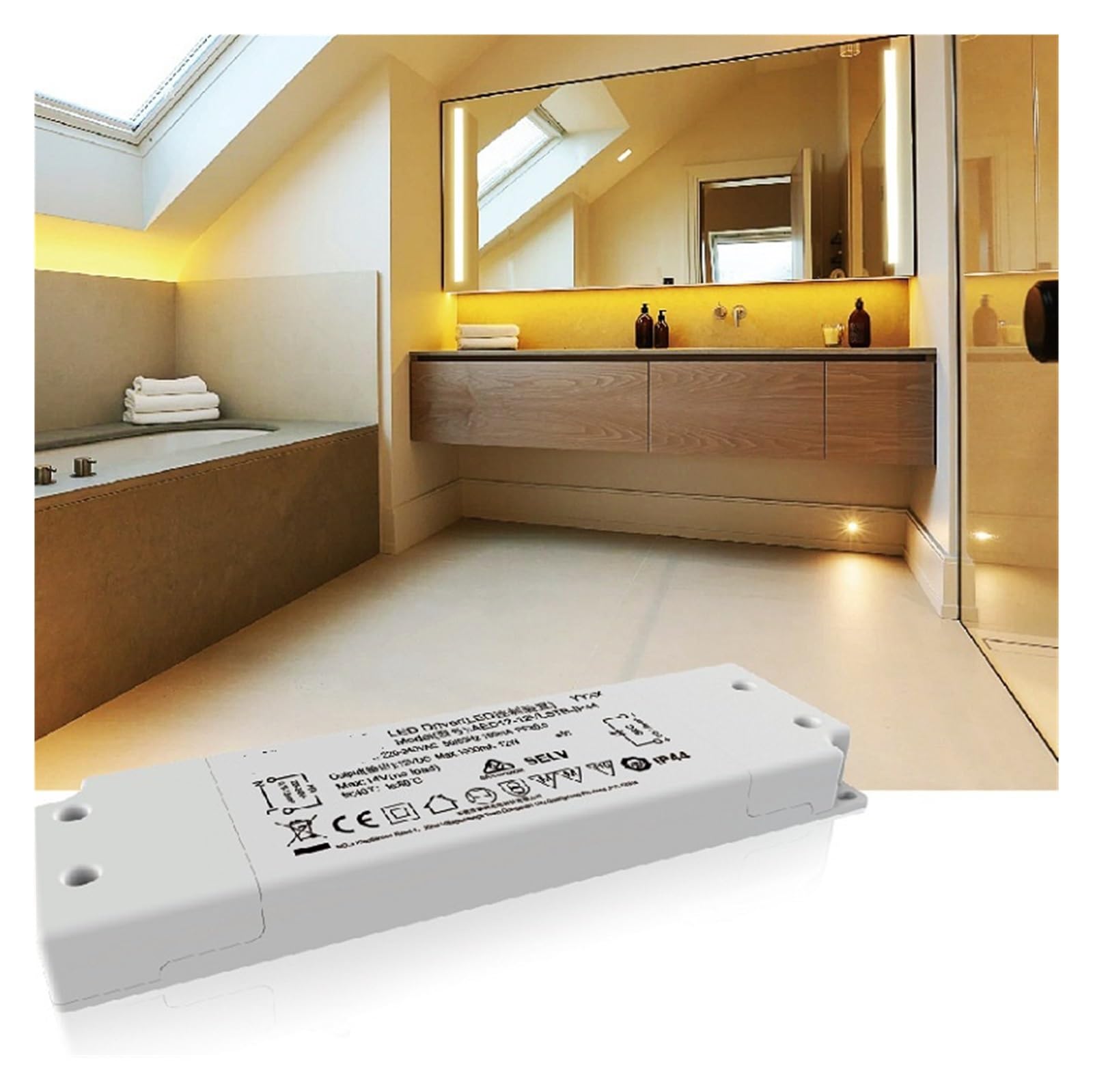 CNONPYUM 24W12V Thin Constant Voltage Drive Power Supply AED24-12VLSTB-UL Bathroom Mirror LED Light Touch Switch