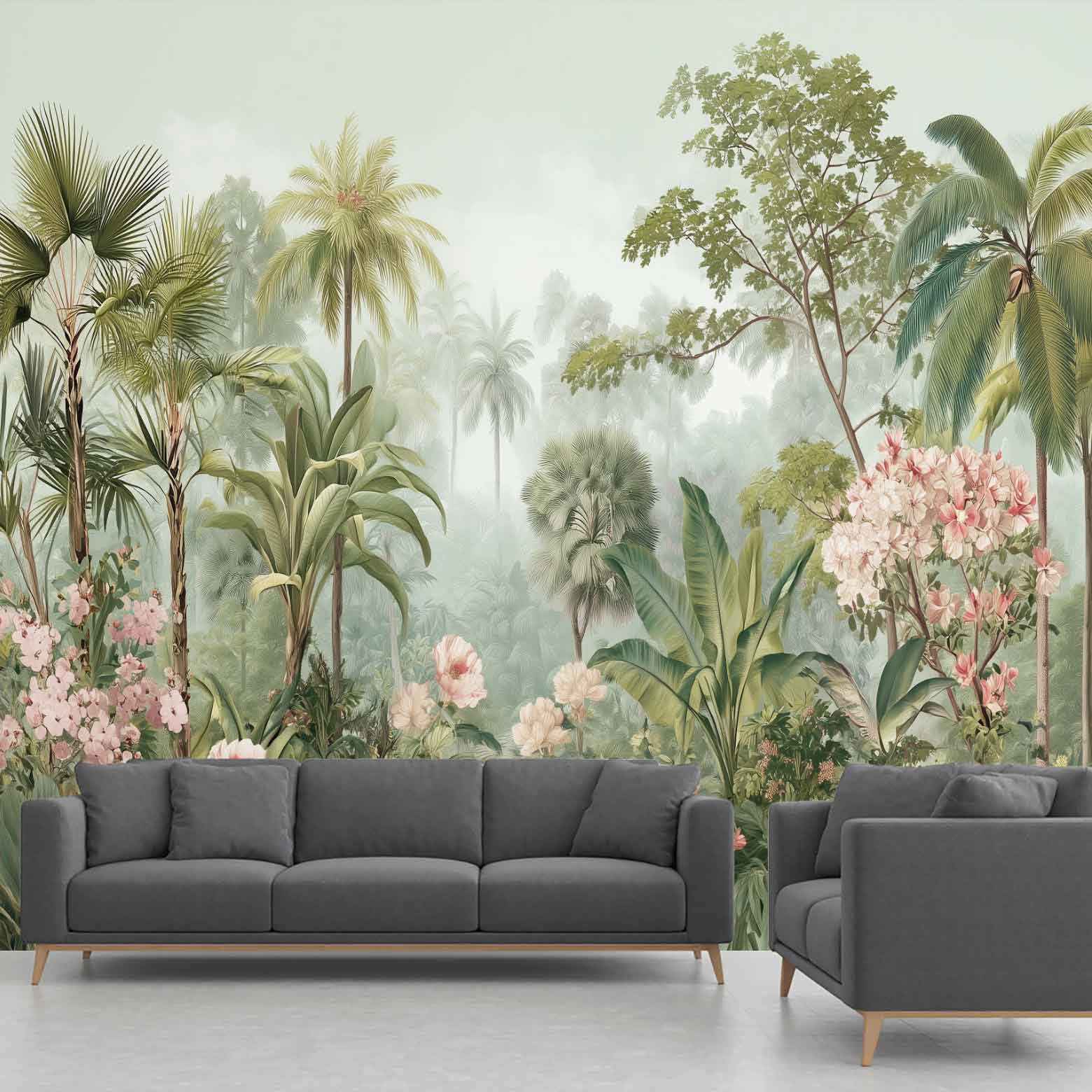 Papier Peint Forêt Tropicale pour Salon et Chambre Décoration Nature