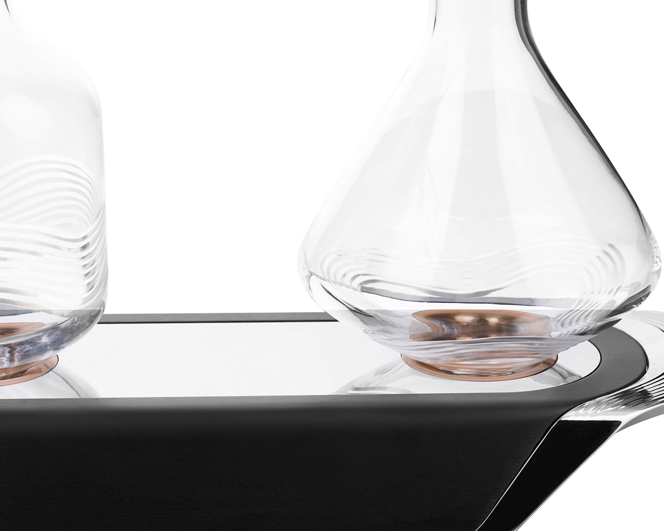 Trilogy Bar | 3 Alchohol decanters with Base | Made of Wood and Zamak | Barware | Color - Walnut 1