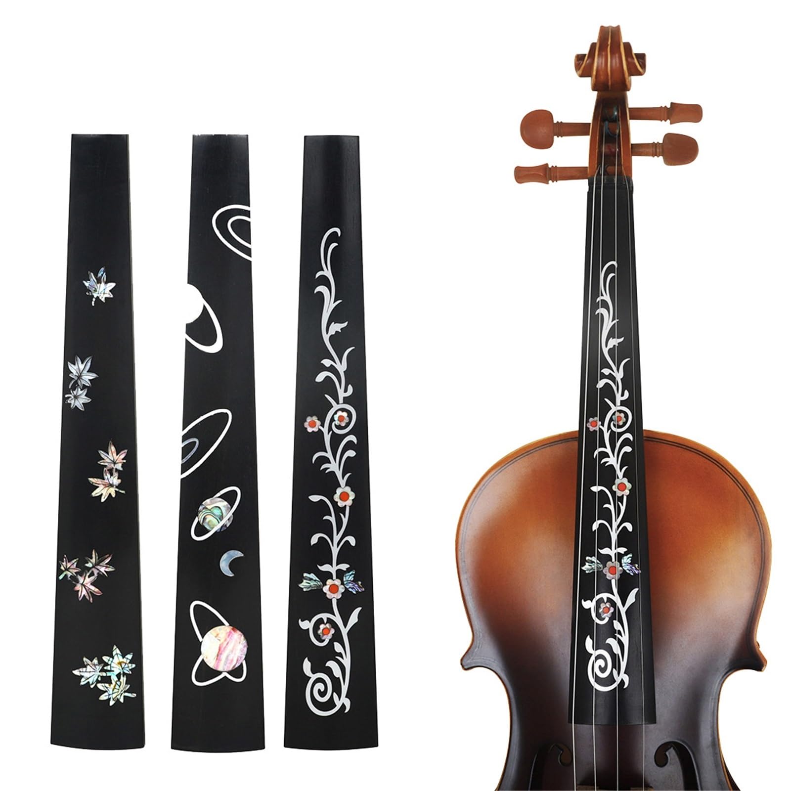 Zubehör Für Streichinstrumente 4/4 Violine Ebenholz Griffbrett 27CM Musikinstrument Zubehör(Planet)