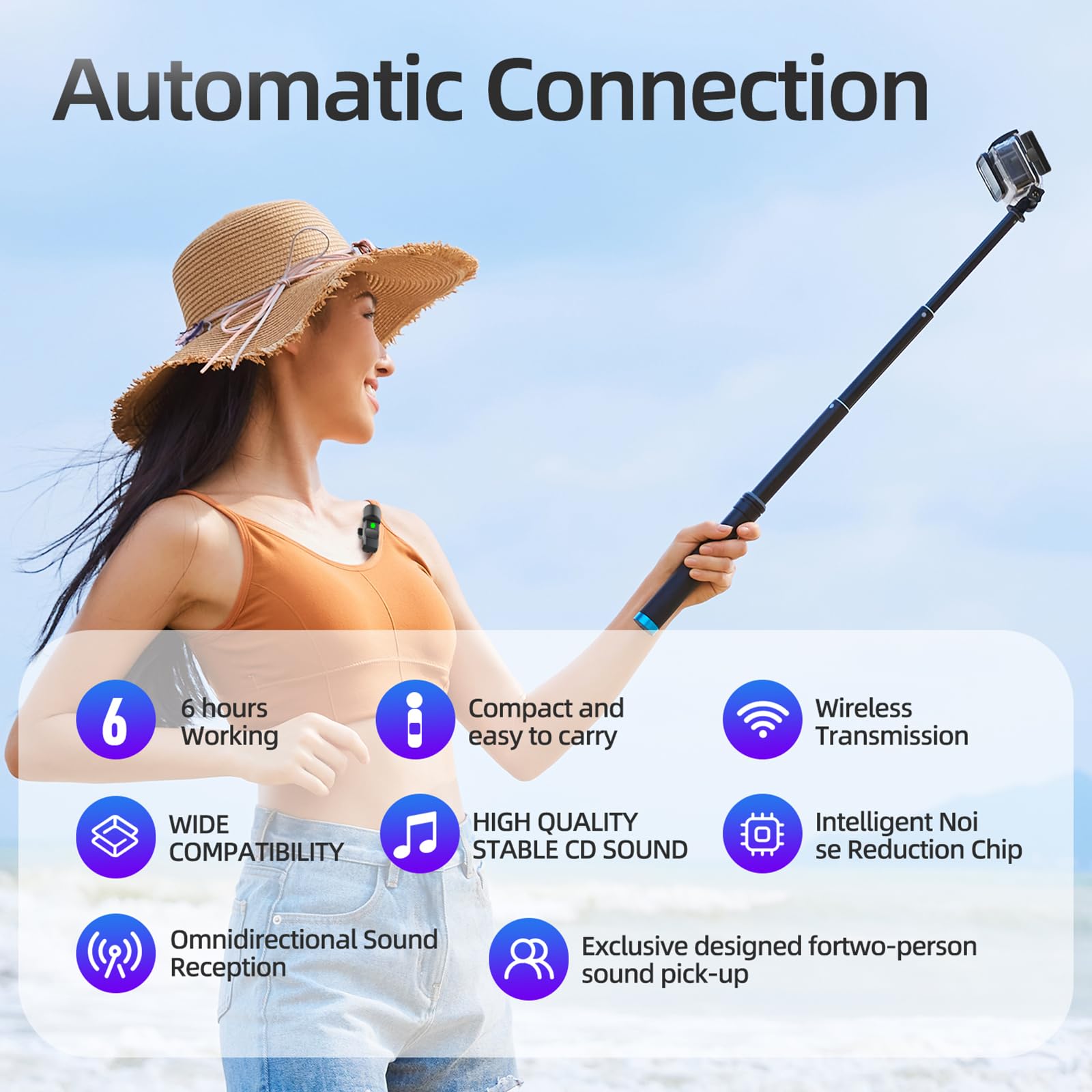 Lot de 2 microphones cravate sans fil 3 en 1, plug-play professionnel, réduction du bruit, micro à clip pour entretien, YouTube, TikTok, Vlog, mini microphone pour iPhone, équipement USB C