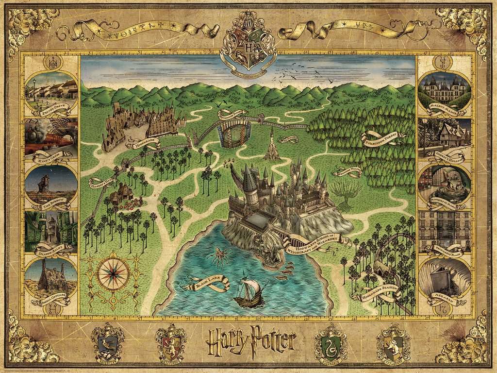 Ravensburger 12000720 - Mapa Hogwartu - puzzle 1500 elementów – puzzle dla dorosłych i dzieci w wieku od 14 lat, Puzzle Harry Potter, Prezenty Harry Potter