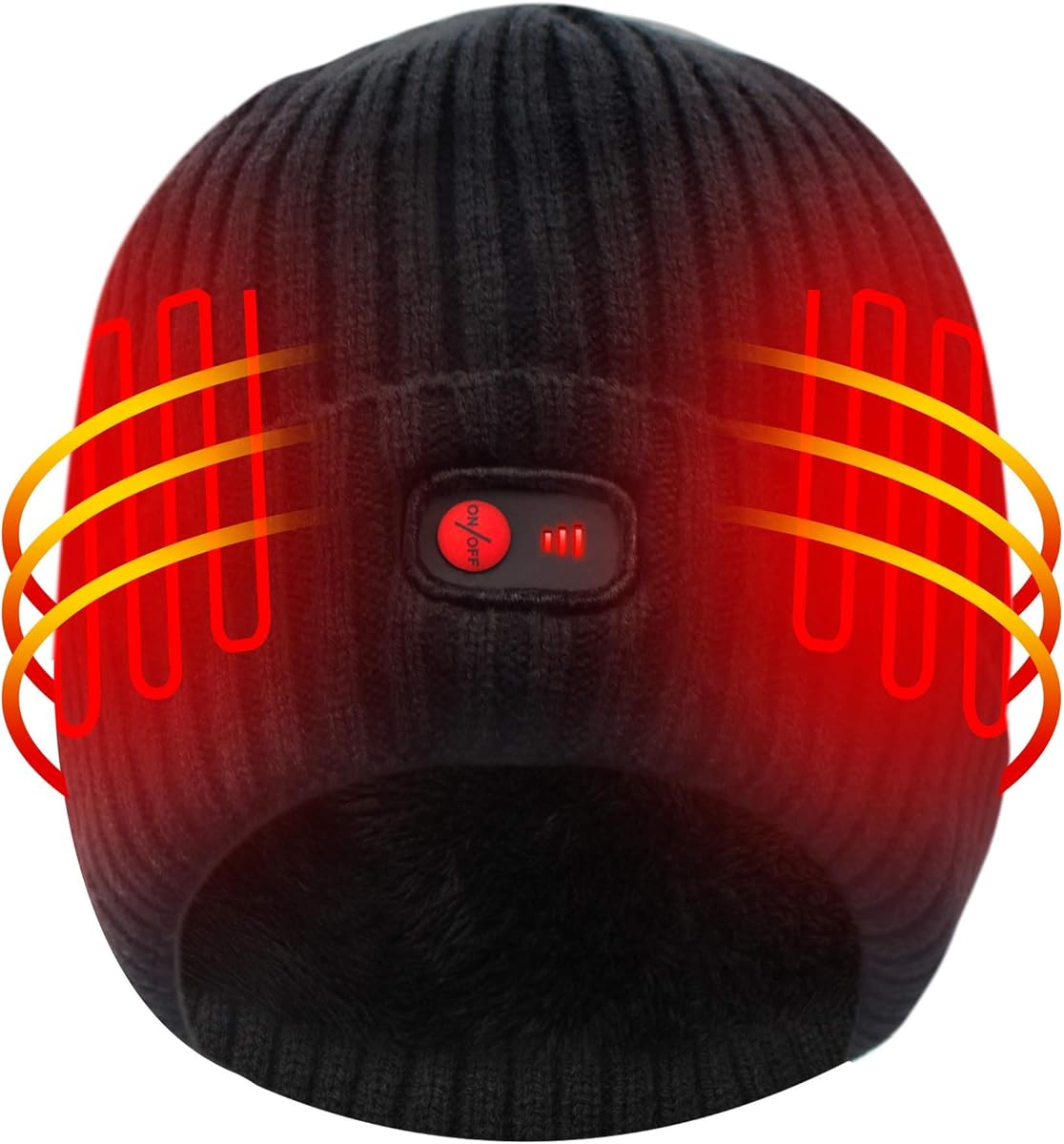 Autocastle 7.4V Heated Hat Men Women Battery Heat Cap Winter Warm Rechargeable Electric Battery Knitted Skull Beanies,Black