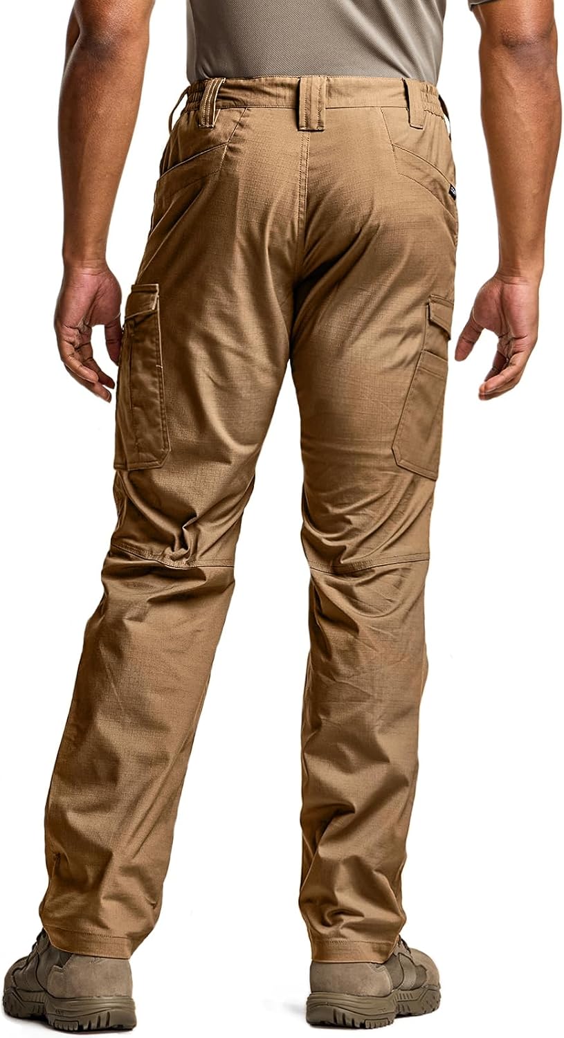 CQR Men's Utility Flex Cargo Pants, Classic-Fit Casual Stretch Work Pants, Water Resistant Lightweight Tactical Hiking Pants - Image 2