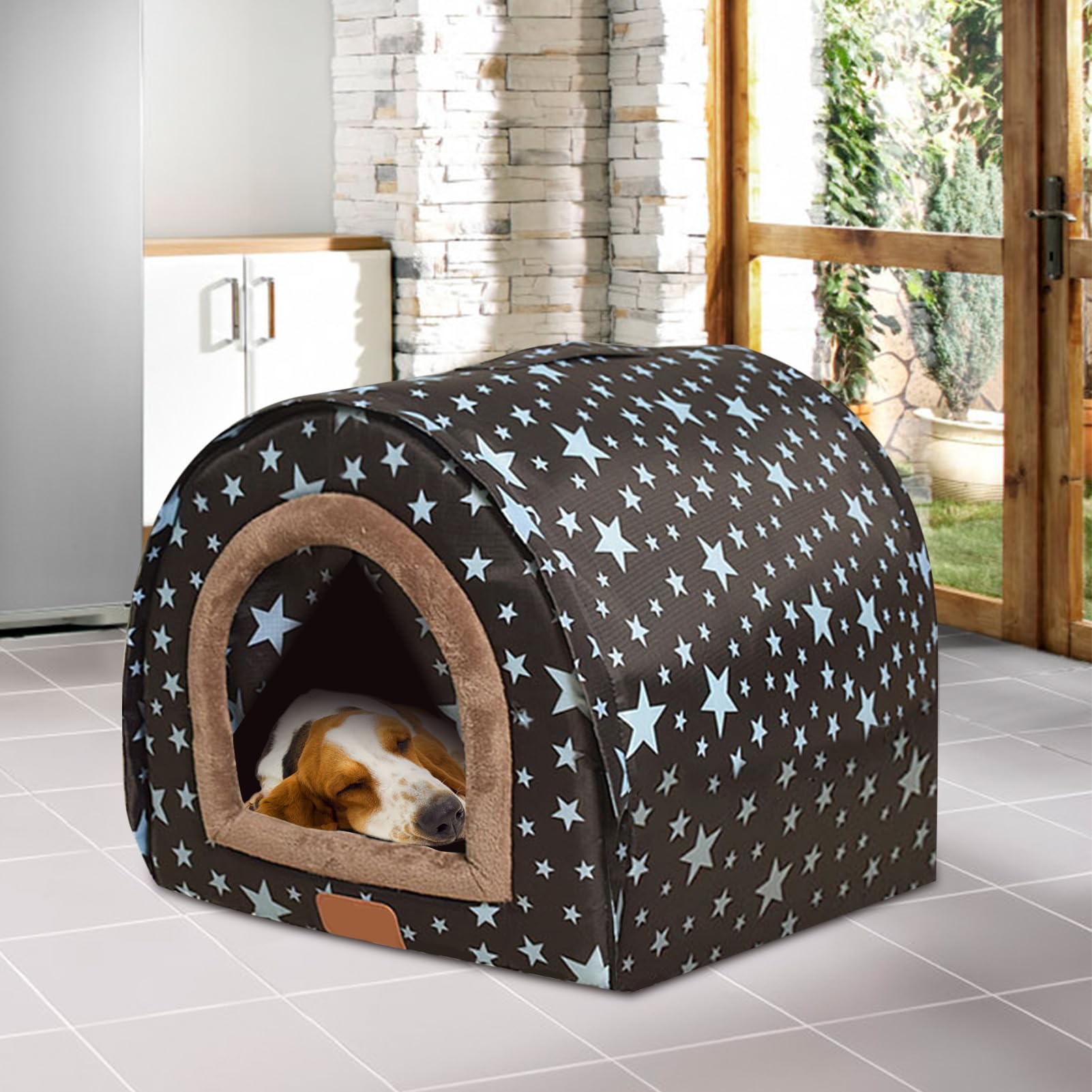 Casa De Invierno Para Mascotas - Cama Convertible Para Perro Y Gato Con | Cortina | Cueva Plegable Y Caliente Para Mascotas | Esponja De Franela De Tela Oxford Impermeable – Cosido