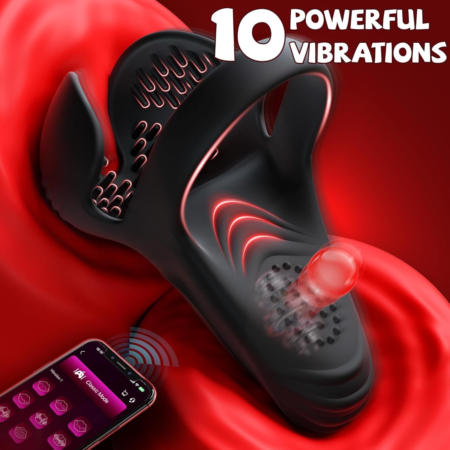 Anillo doble con mando a distancia — Anillo para hombre, anillo vibrador, anillo de silicona para hombre con mando a distancia, vibrador, anillo vibrador (negro)