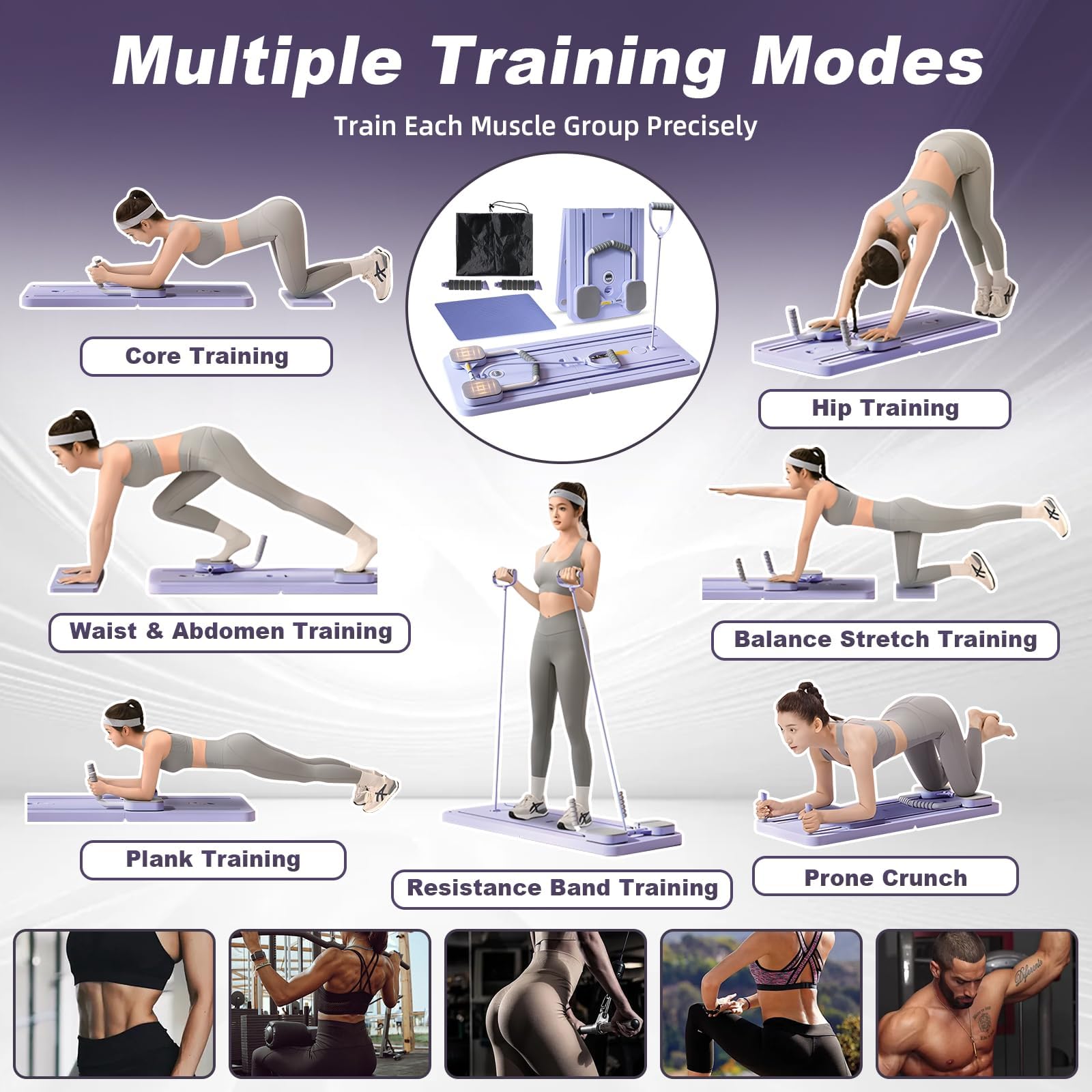 Pilates Reformer Board, Faltbares Pilates-Brett mit LED-Zähler, Automatische Rebound-Bauchmuskel-Trainer-Rollenmaschine, Zuhause, Fitness, mit Aufbewahrungstasche