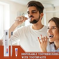 Vista 2 de Cepillos de dientes desechables con pasta de dientes, paquete de 30 cepillos de dientes desechables de albaricoque envueltos individualmente a