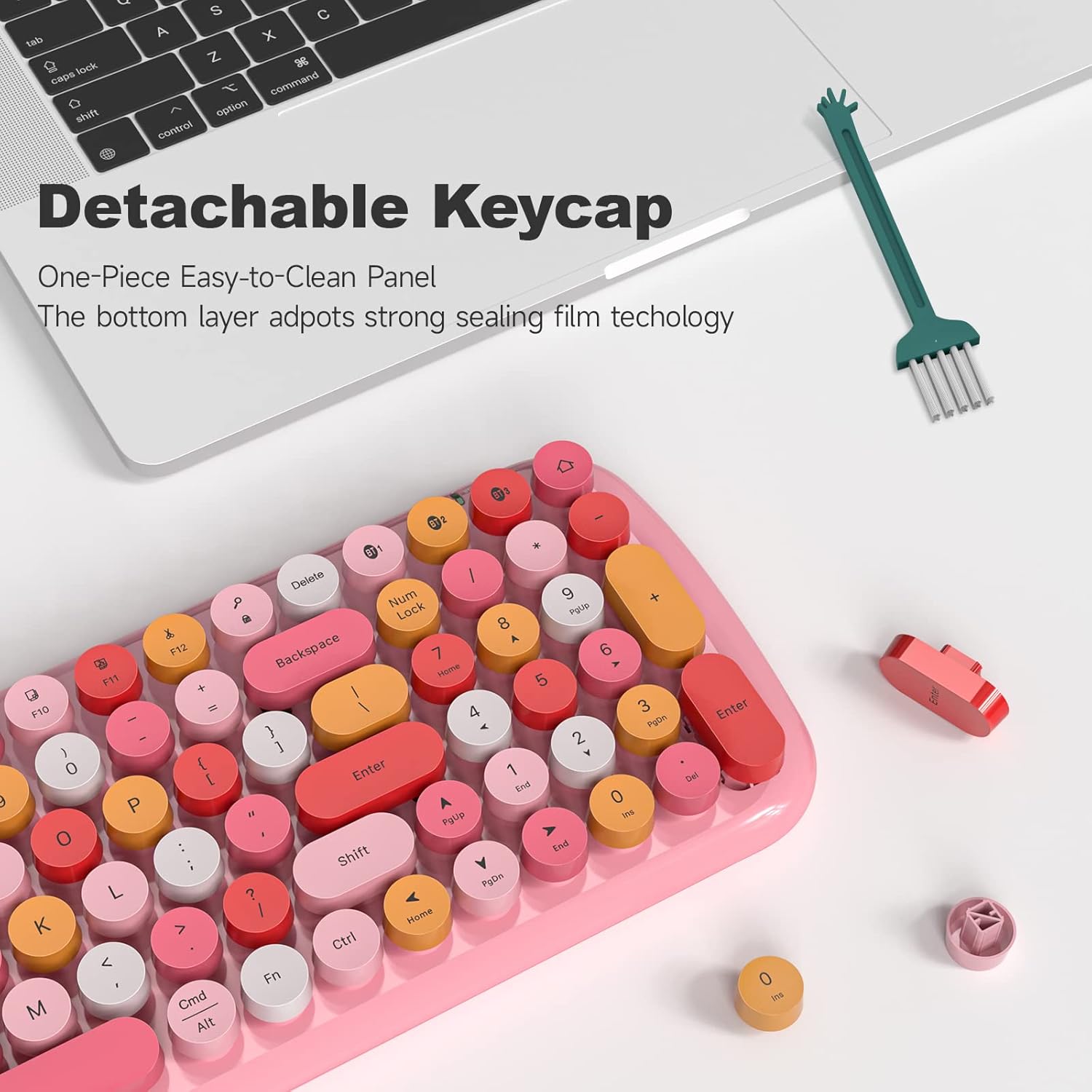 MOFII Wireless Keyboard with detachable keycaps and cleaning brush