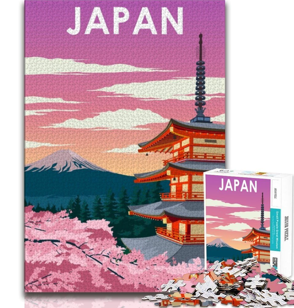 Japan Travel Poster Jigsaw Puzzles 1000 Pieces for Adults Teens,Challenging Game Gifts for Is Ideal As A Gift for The Whole Family 38x26cm