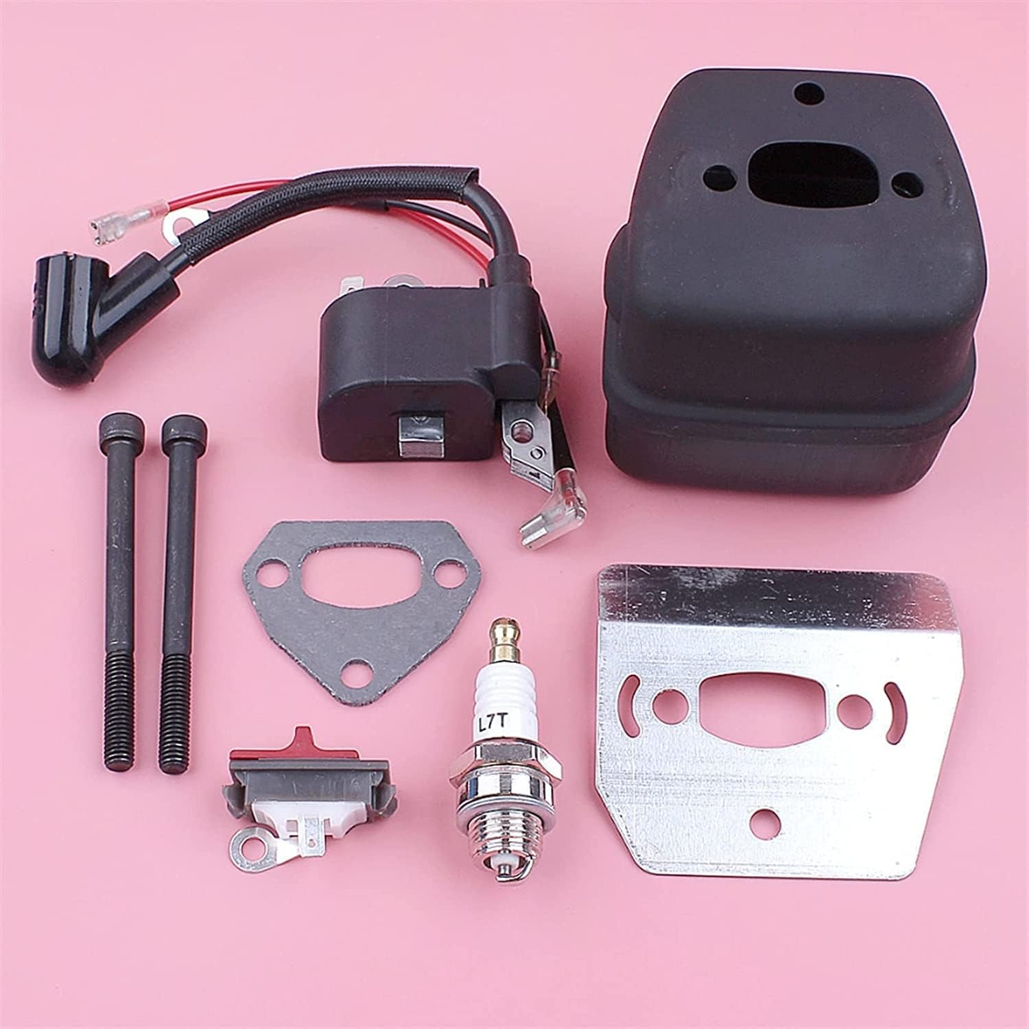 Ignition Coil Exhaust Muffler FIT For Husqvarna 136 137 141 36 41 Bolt Gasket Cooling Plate Stop Switch Chainsaw Replace Part