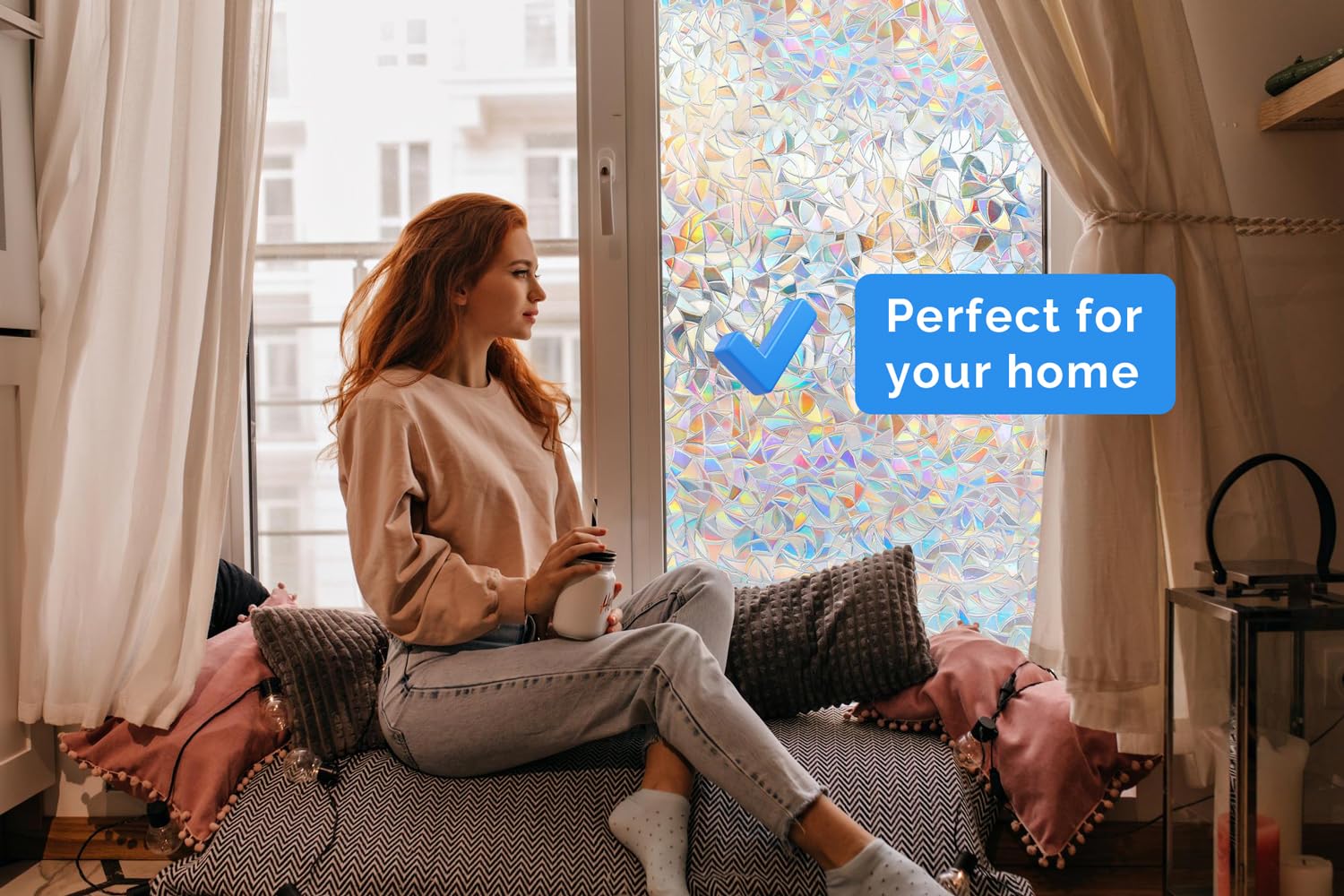 vgoltd Pellicola per finestre, motivo arcobaleno, pellicola decorativa per la privacy, per la privacy e la privacy, pellicola in vinile arcobaleno per casa e ufficio (90 cm x 5 m)