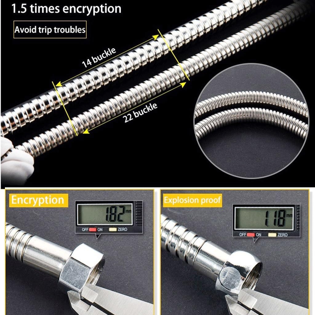 Tubo de ducha antitorsión, Manguera de acero inoxidable a prueba de explosiones con cifrado y tubo de resorte for baño.(1.5m)