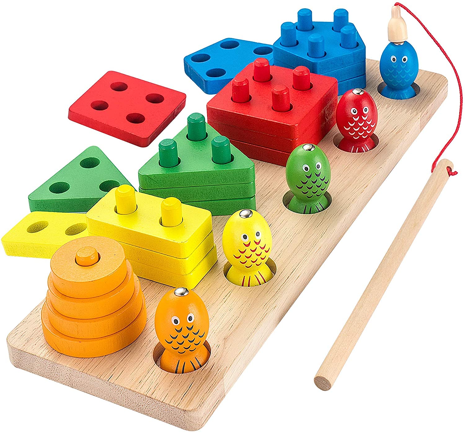ZZ ZONEX Wooden New Shape Sorter Stacker Toddlers Puzzles Toy Montessori Color Sorting Preschool Geometric Shapes Toy Blocks Baby Wooden Stacking & Sorting Toys With Toddlers Magnatic Fishing Game! (B09JMQZPJQ) Amazon Price History, Amazon Price Tracker