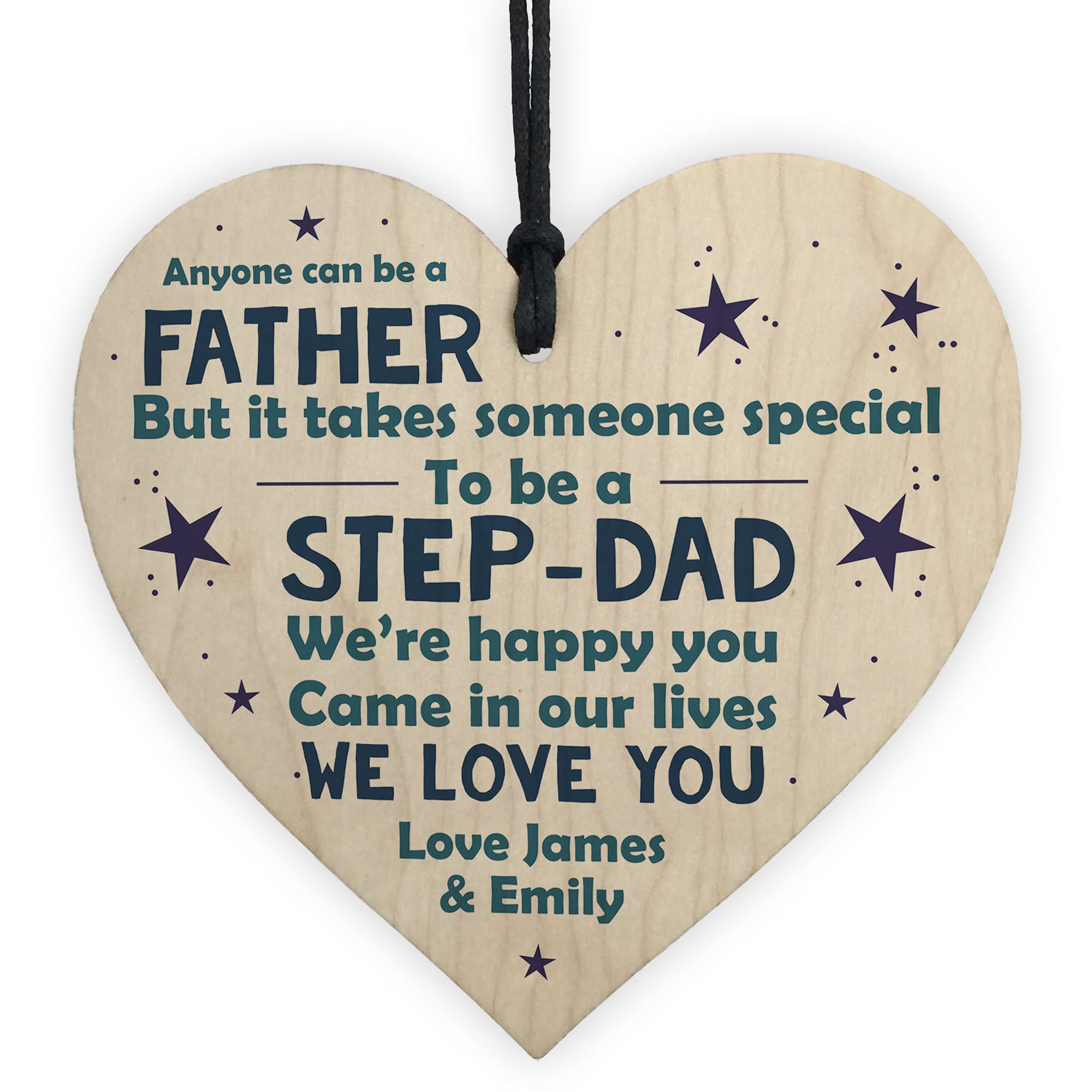 Stepdad Gift Thank You Gift For Fathers Day Birthday Personalised Hanging Heart