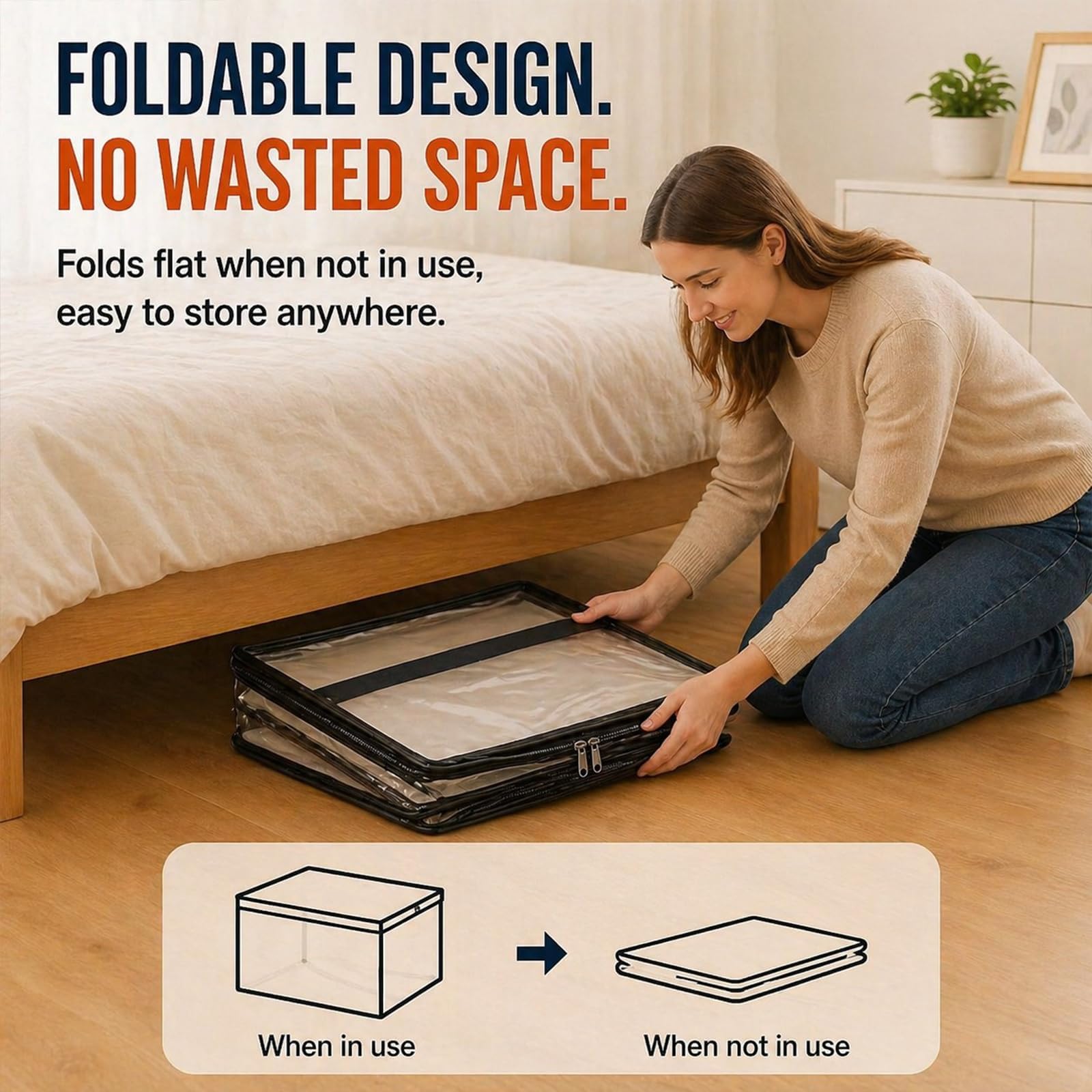 Grande Contenitore Trasparente in Plastica Spessa con Coperchio a Cerniera – Organizer Robusto, Durevole e ad Alta Capacità – Ideale per Casa, Campeggio (White*4,S(9.8 × 9.4 × 12 in))