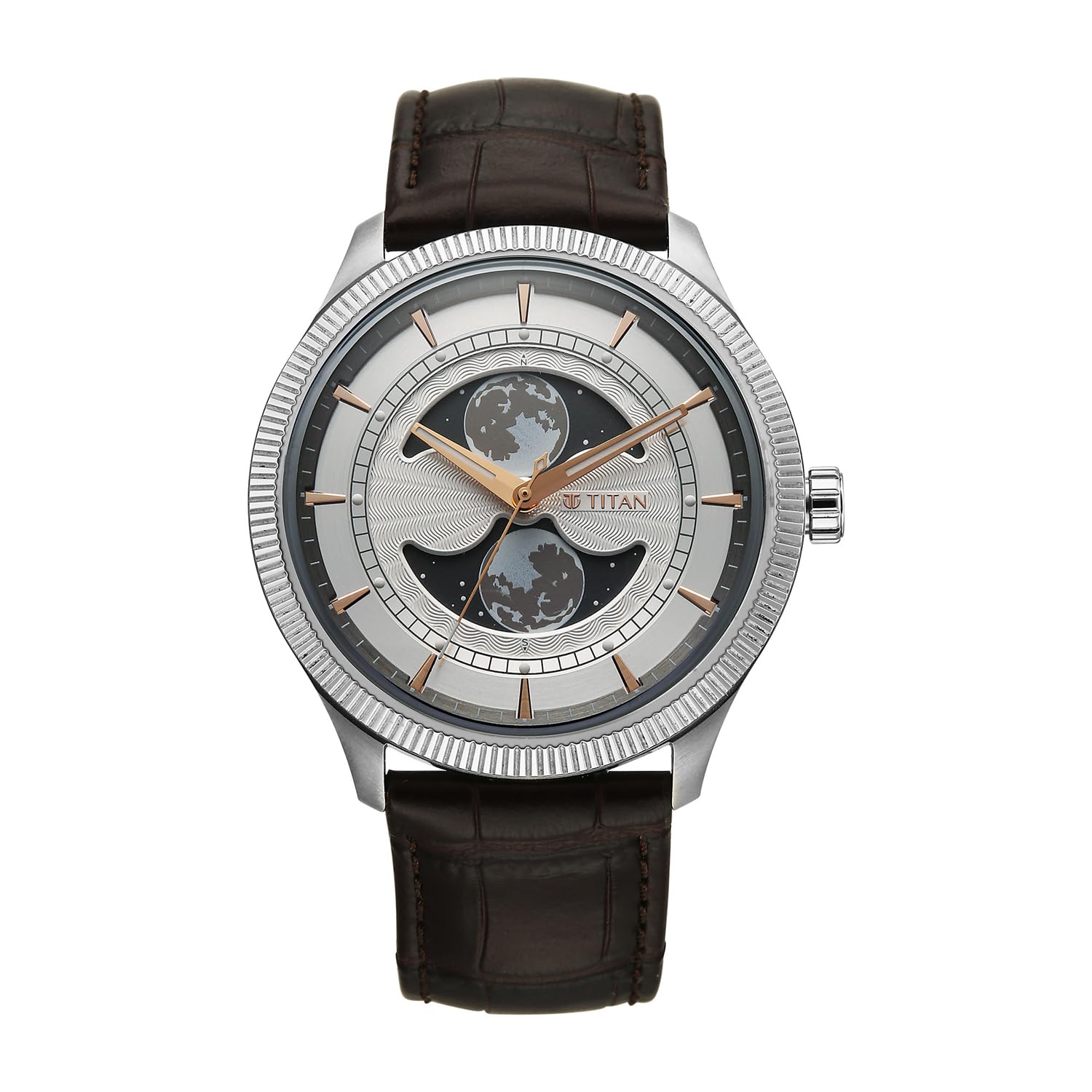 Titan Stellar Quartz Silver Round Dial Men's Watch | Leather Strap Material | Watches for Men Analog - 10050SL01-image-18
