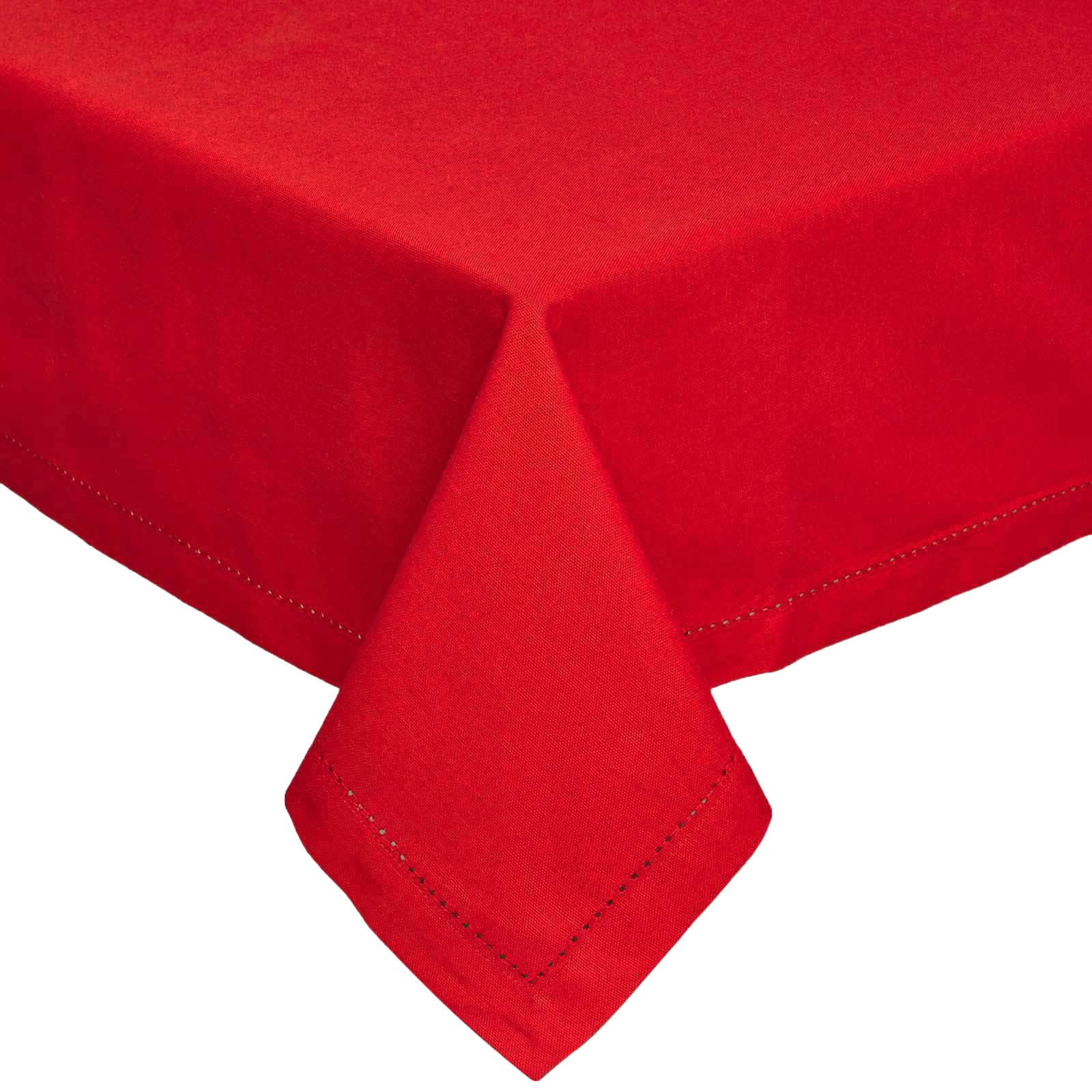 HOMESCAPES Red Table Cloth, Plain Cotton Tablecloth, Rectangular, Handcrafted & Durable Dining Table Cover with Hem Stitch, Hypoallergenic, Washable, 137 x 178cm