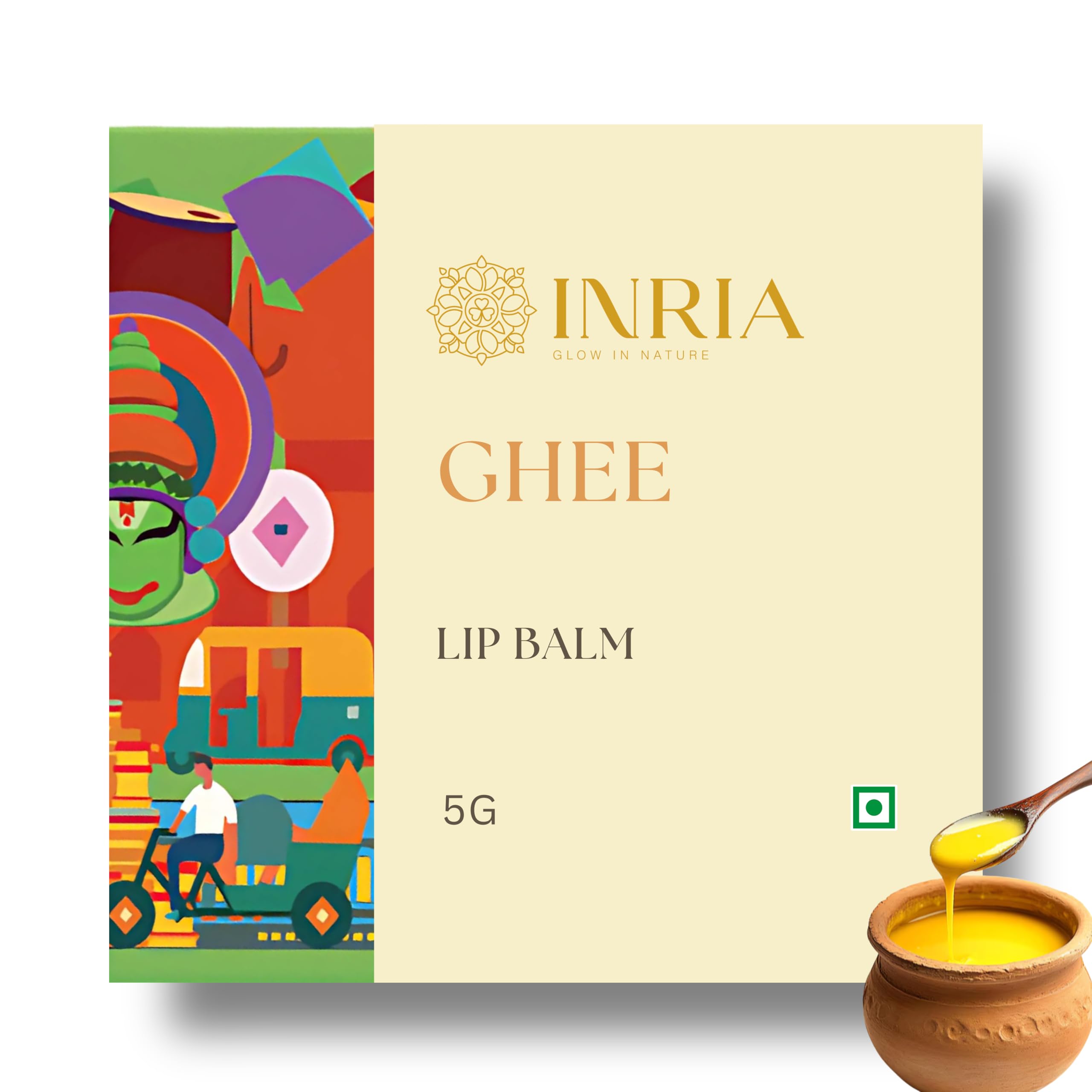 Natural Ghee Lip Balm with Coconut Oil, Beeswax, Shea Butter, Vitamin E, Chemical-Free Moisturizing Protection, 5g-image-7