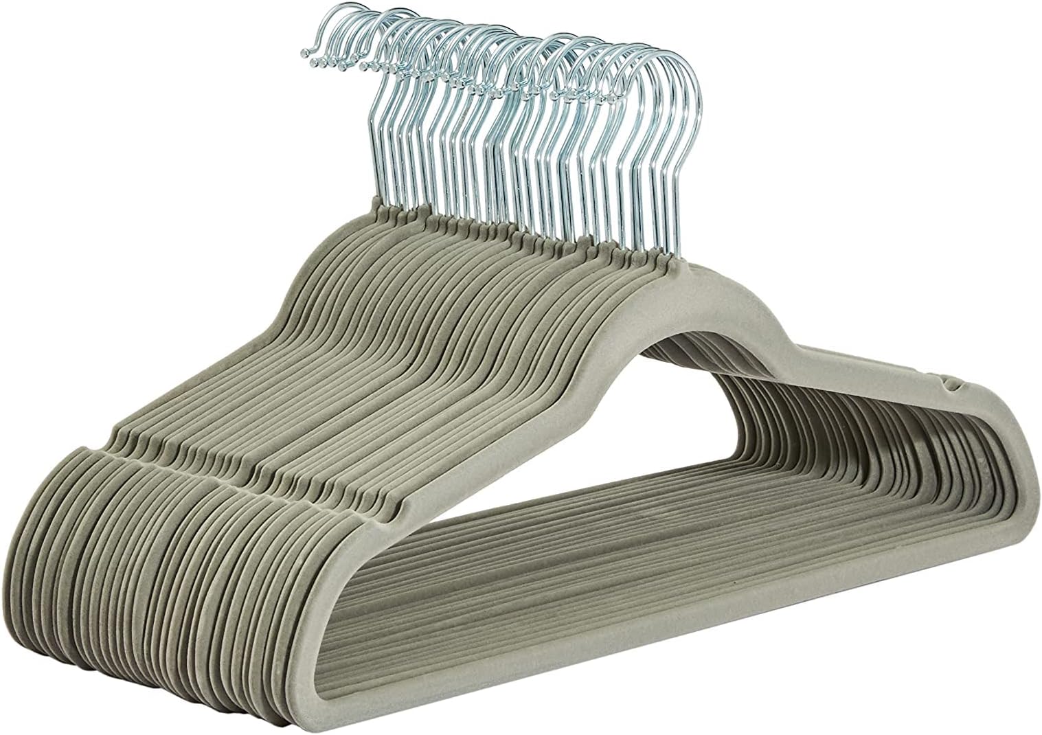 Amazon Basics Slim Velvet Non-Slip Suit Hangers, 30-Pack, Grey