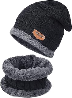 FF Winter Knit Beanie Cap Hat Neck Warmer Scarf and Woolen Gloves Set Skull Cap for Men Women - Winterwear Combo Set of Wo... Price In India