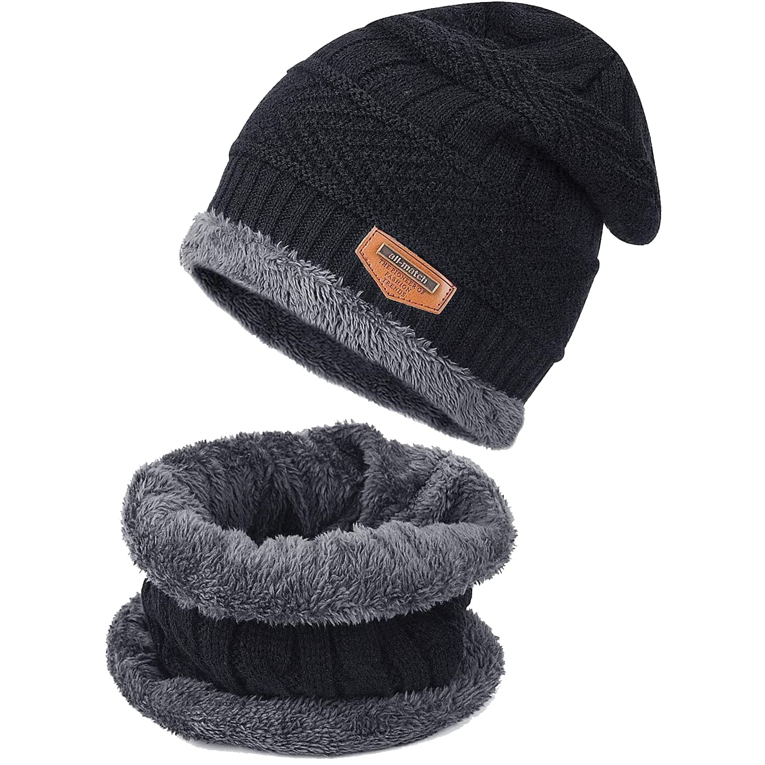 FF Winter Knit Beanie Cap Hat Neck Warmer Scarf and Woolen Gloves Set Skull Cap for Men Women - Winterwear Combo Set of Wo... - Review, Price and Buying Guide