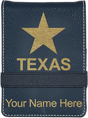 LaserGram Mini bloc de notas, bandera de Texas, grabado personalizado incluido (negro con oro)