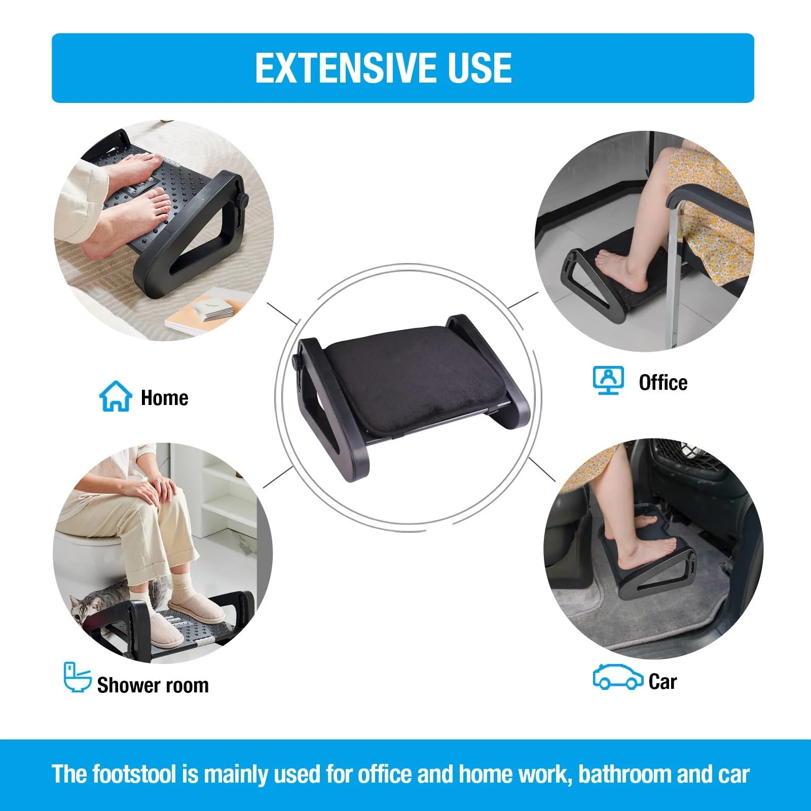 Poggiapiedi sotto la scrivania Poggiapiedi sotto la scrivania con superficie massaggiante, ergonomico, regolabile in 6 posizioni di altezza, gambe antiscivolo solide