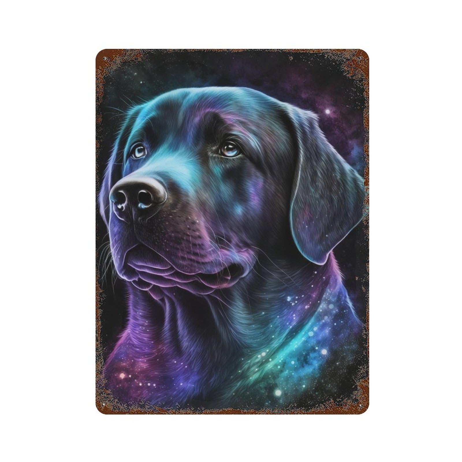 Cosmic Labrador Portrait-4 Decorative Tin Sign 15.7"x11.8", Rustic Home Decor for Cafe, Home Bar And Lounge Decor