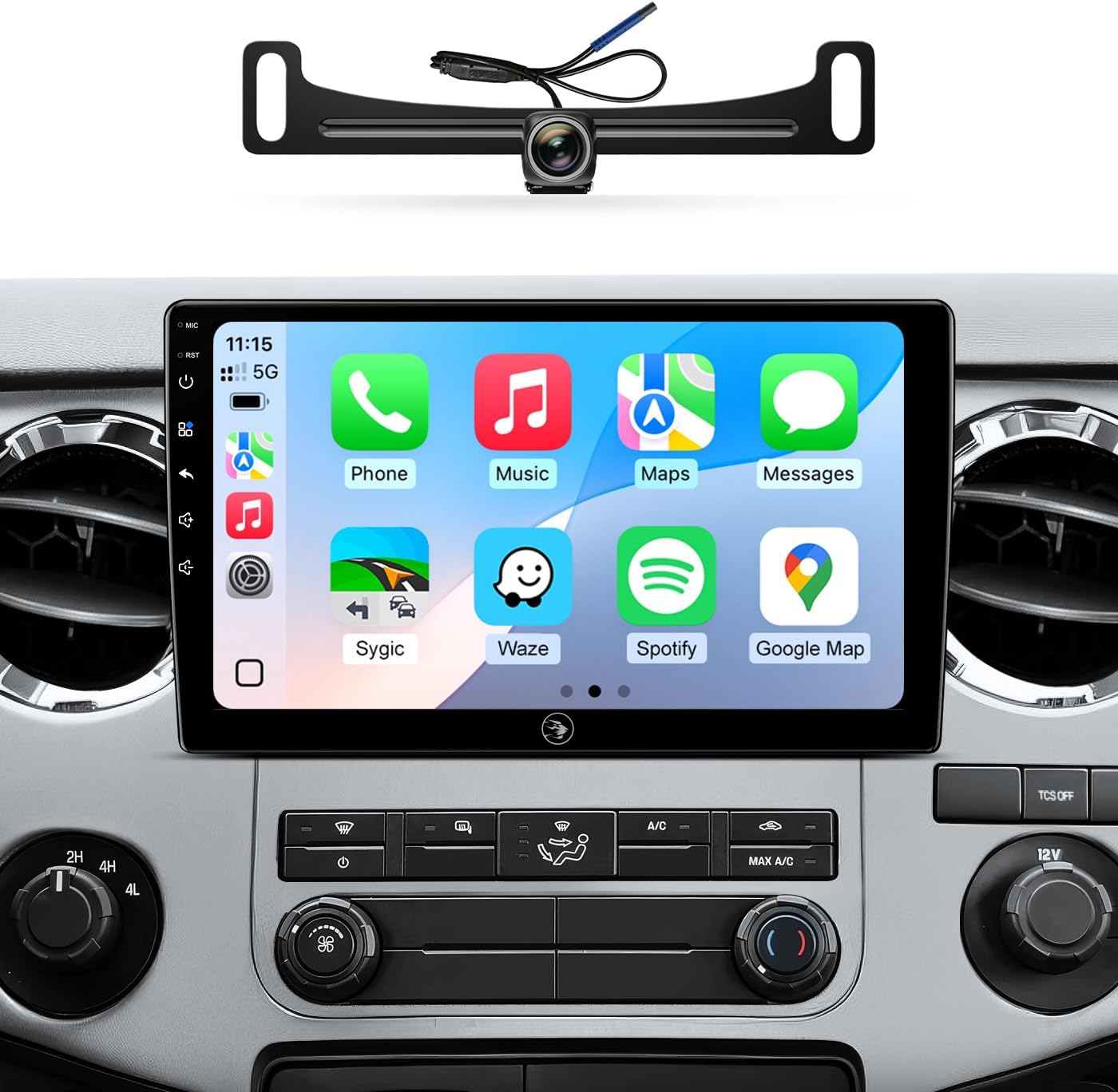 10" Car Radio Stereo for Ford F150 (2004-2008), F250/F350/F450/F550 (2008-2016), E150/E250/E350/Econoline Van (2009-2016), Focus/Fusion (2005-2007) WiFi/Wireless CarPlay/Android Auto, Touchscreen, GPS