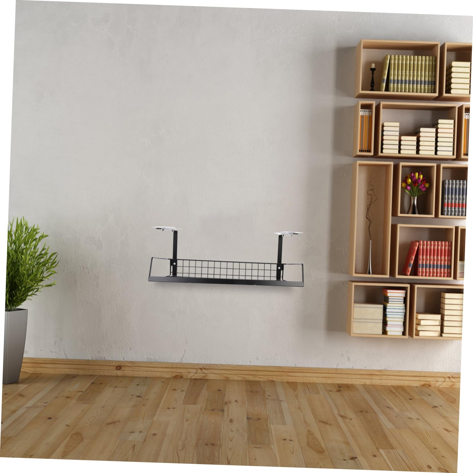 Mikinona Porta Cavi Tavolo in Ferro Nero Design Compatto e Resistente, Supporto per Gestione Cavi Sotto Scrivania per Organizzare Fili e Dispositivi Elettronici