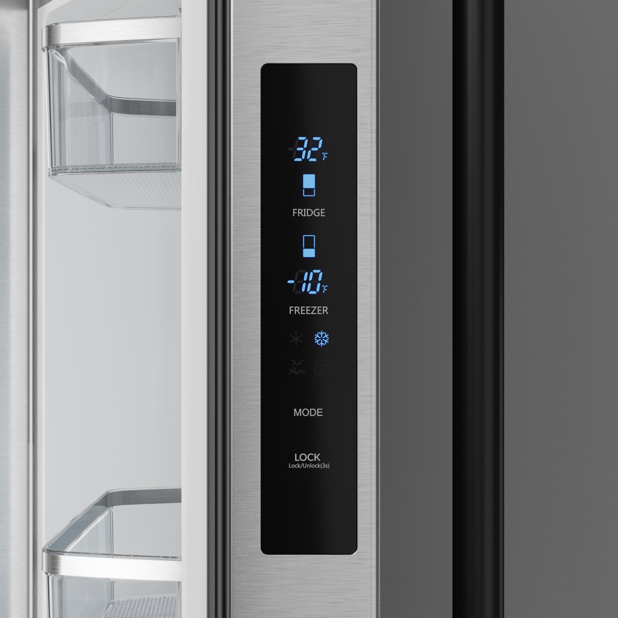 Thor Kitchen Gordon Ramsay 30 Inch 17.7 Cu Ft French Door Counter Depth Refrigerator With Ice Maker In Stainless Steel/Black on Fridge.com - View 2
