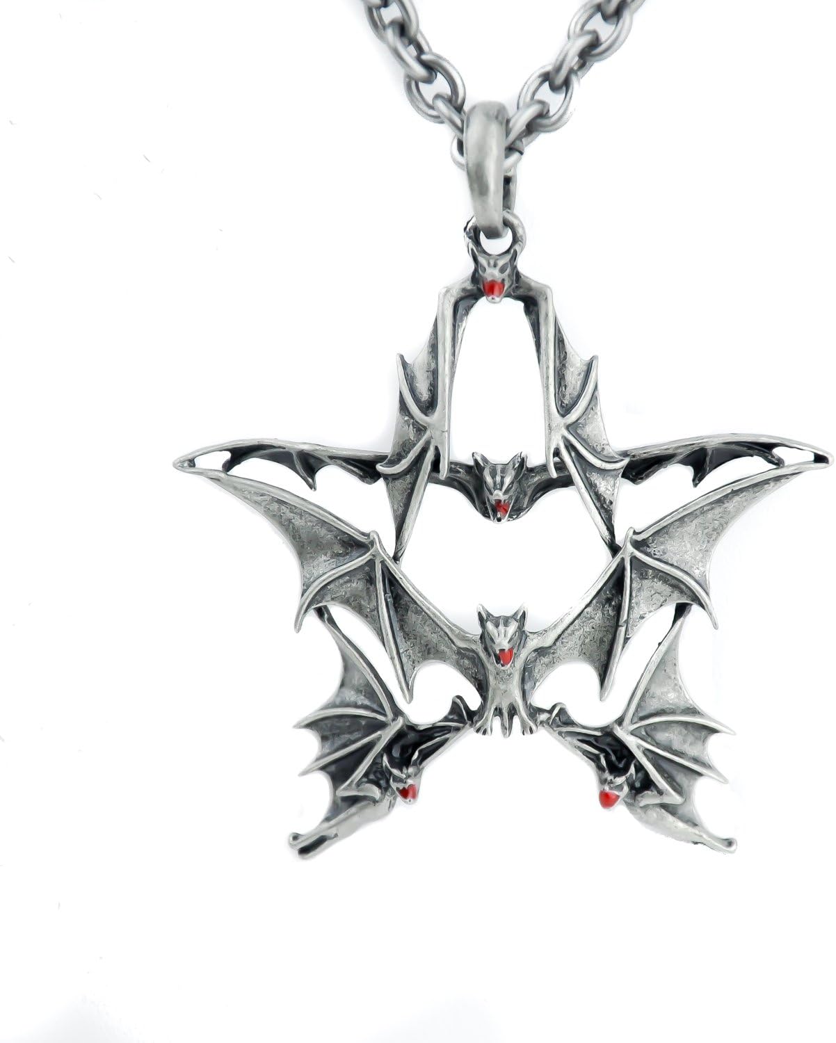 Gothic Bat Pentacle Necklace Vampire Pendant