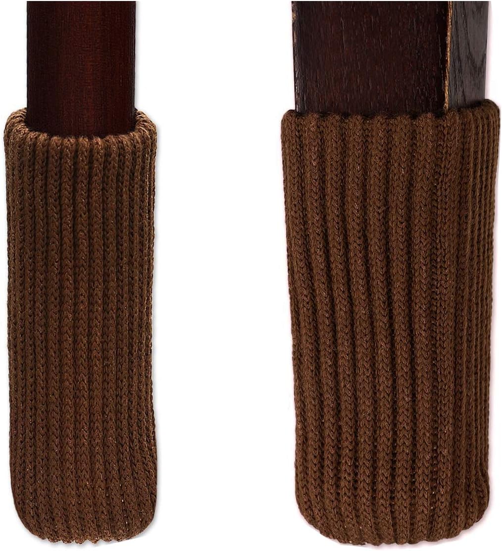 TEKEFT 20 pcs Knitting Wool Furniture Socks Chair Leg Socks Furniture Sliders That Protect Hardwood Floors from Scratches Socks Gifts (Brown)