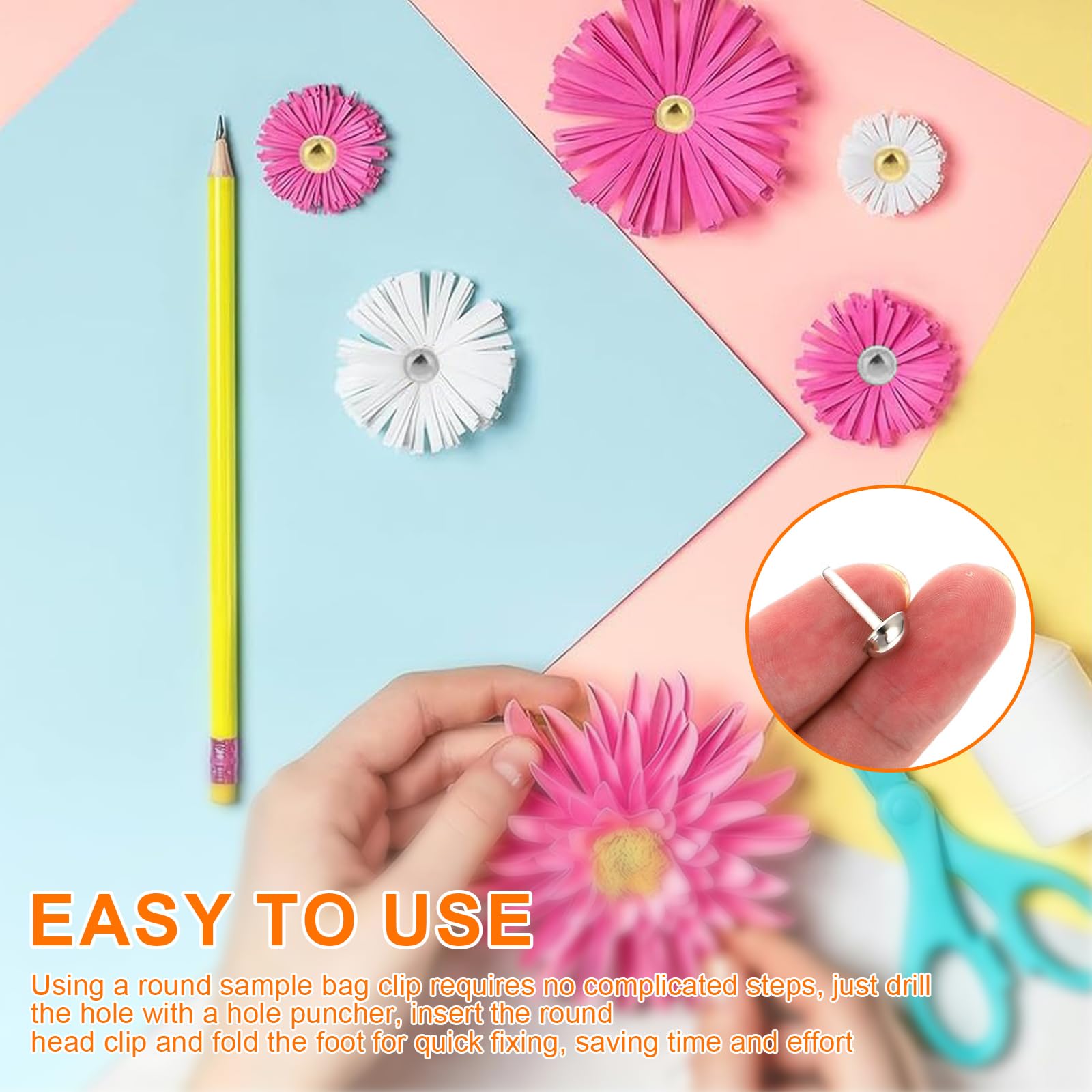 Fermacampioni Piccoli 8mm Clip a Testa Tonda 300 Pezzi per Scrapbooking Carta e Decorazioni