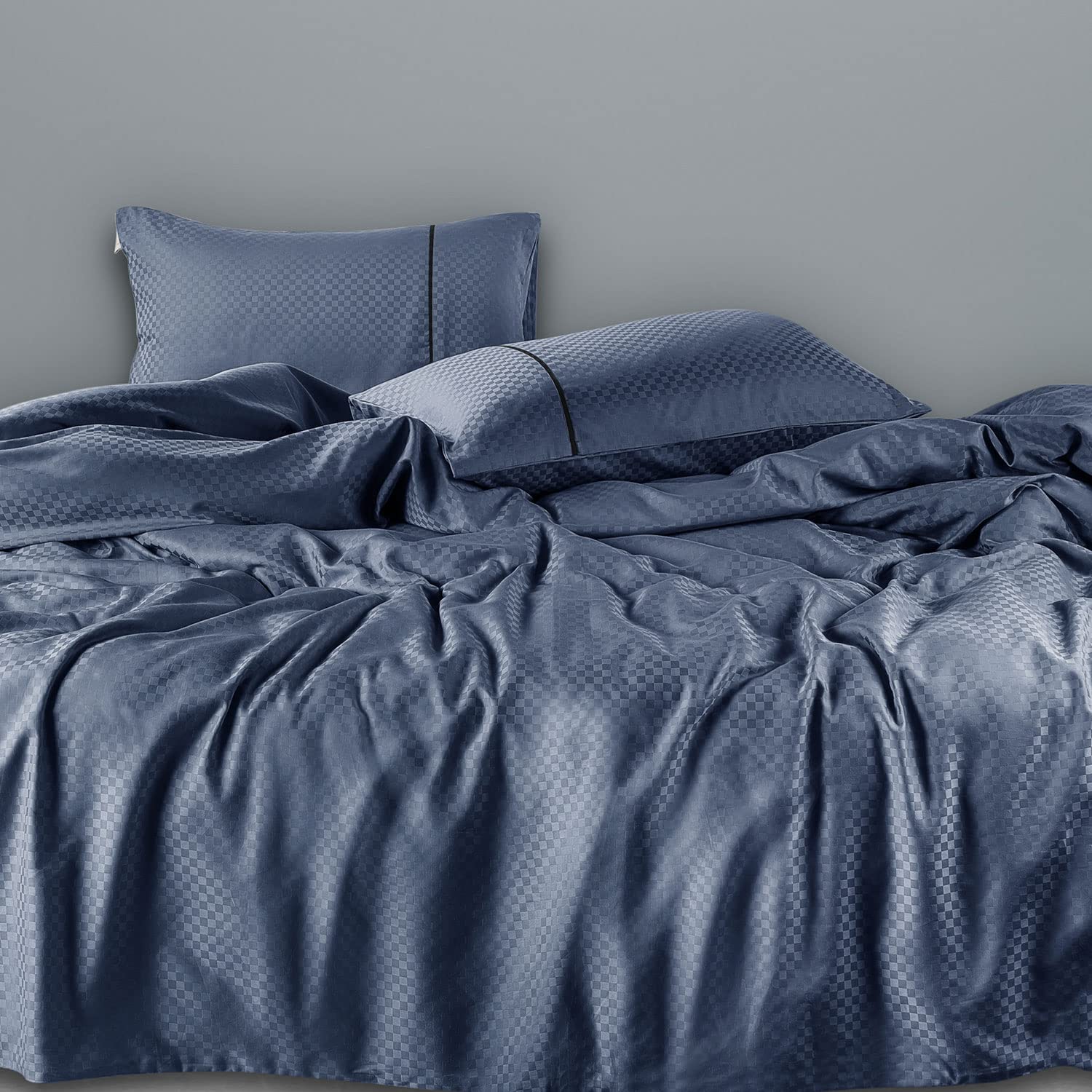 Spread Spain Cotton Oxford 400 Thread Count Geometric Pattern King Size Double Bed Zipper Duvet/Quilt Cover Soft and Comfy Duvet Cover Taupe (90" x 108" inch)-image-21