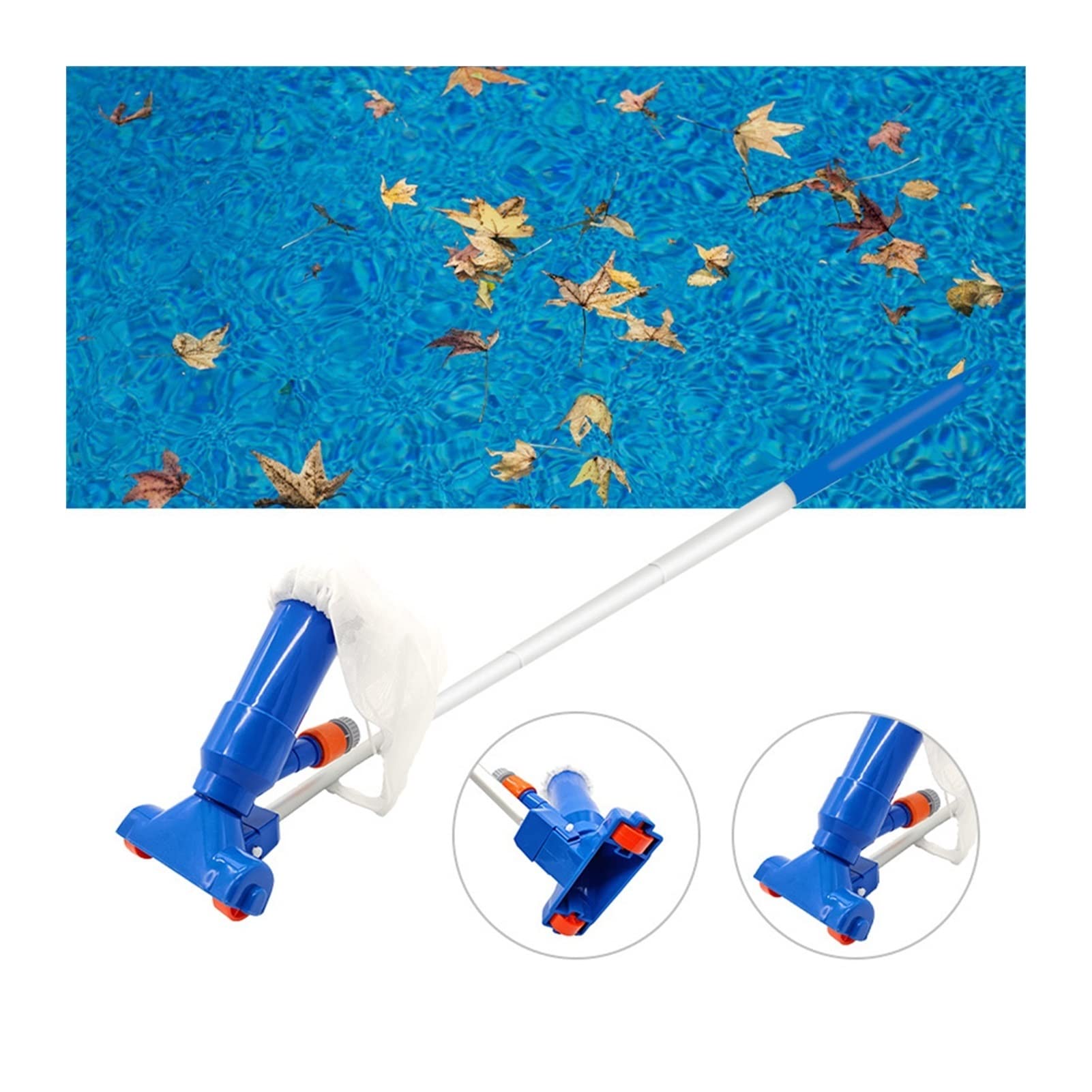 Kit de limpieza de piscina al aire libre, juego de aspiradora de red, herramienta de skimmer para una limpieza eficiente del fondo de la piscina, incluye accesorios esenciales para un uso fácil