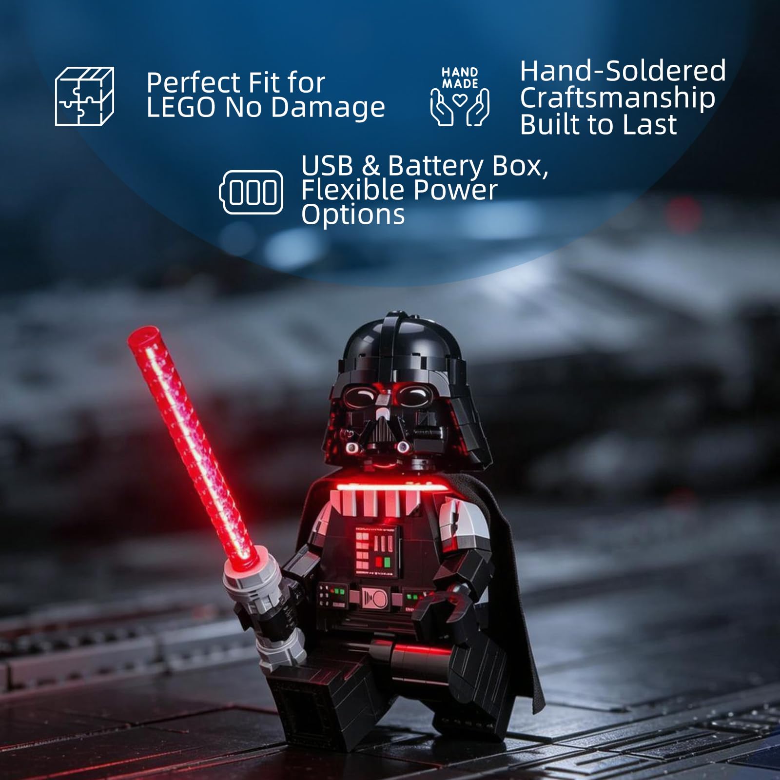 YEABRICKS Światło LED do Lego 75461 Star Wars Up-Scaled Darth Vader Minifigurka model klocków - prezent dla kolekcjonerów i hobbystów (zestaw nie jest dołączony)