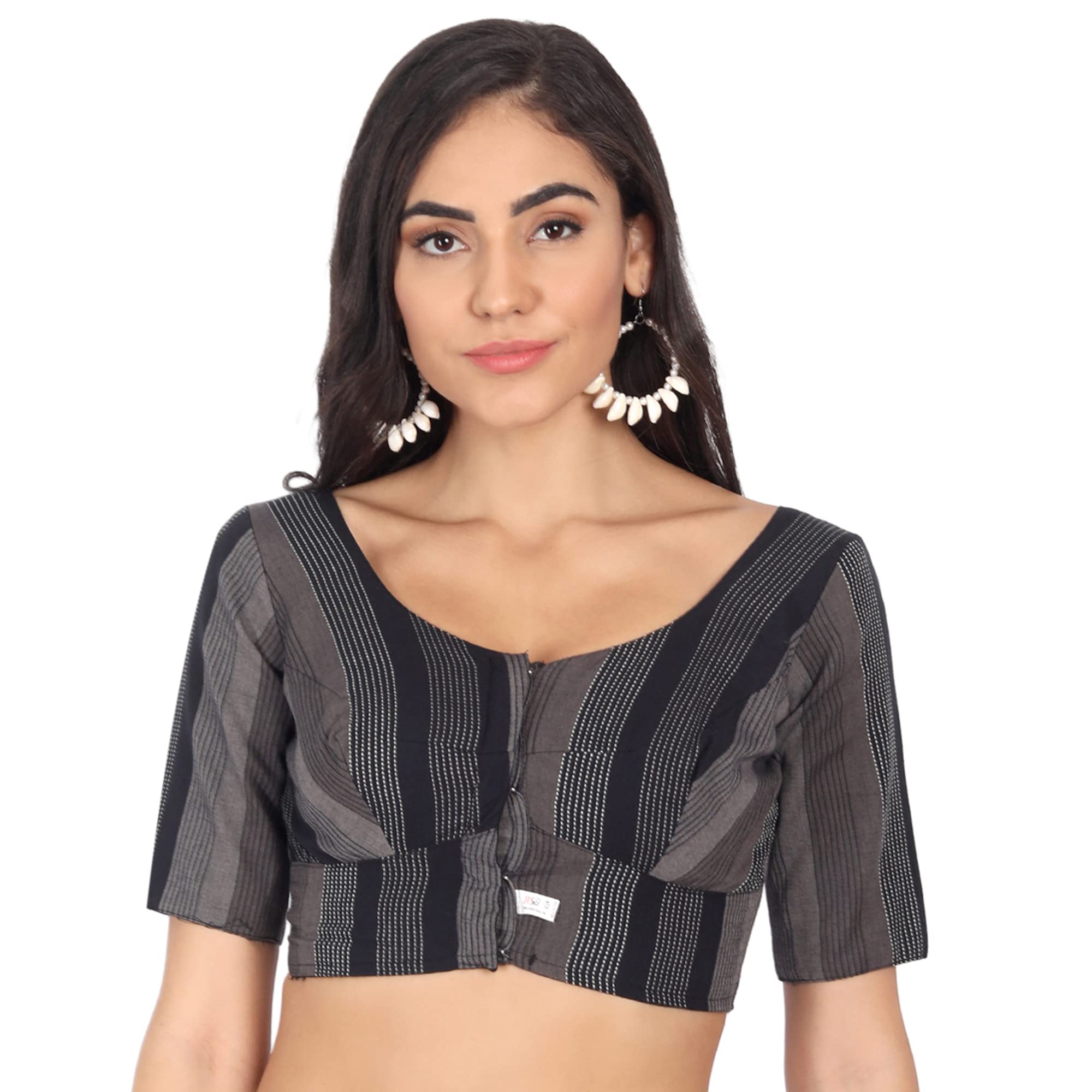 jisb Women's Cotton Geometric Half Sleeve Blouse-picture-12