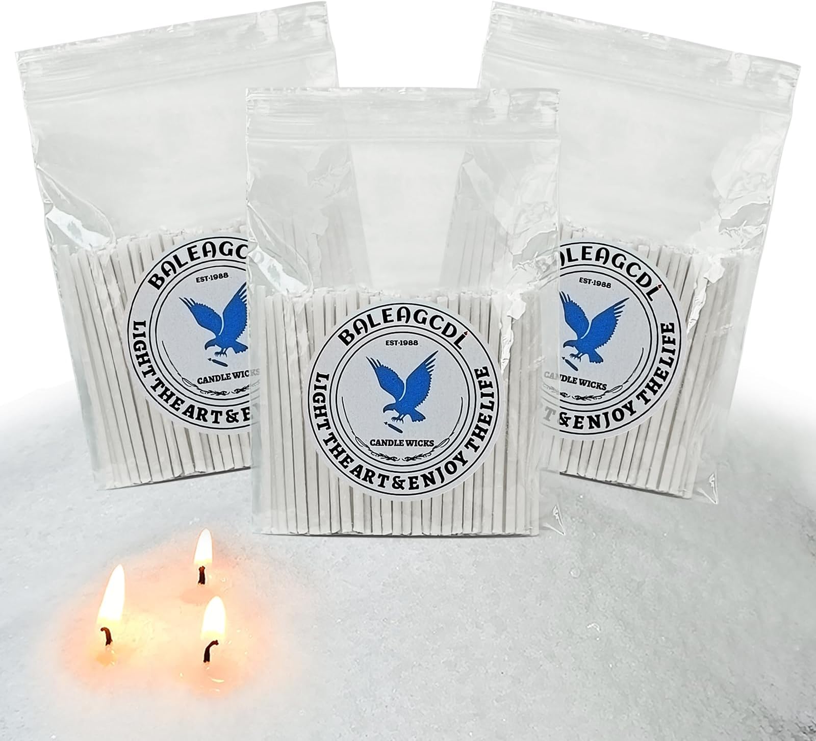 Pearled Candle Wick 2.2 Inch White Cotton Wicks 300-Pack Premium Metal-Free & Lead-Free Candle Wicks for Candle Making