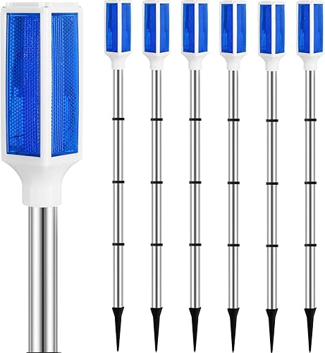 Vista 8 de Macarrie 6 marcadores de entrada alimentados por energía solar, luces reflectoras para paisaje, entrada de vehículos, reflectores en postes