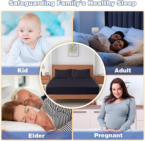Miniatura 8 de Protector de colchón tamaño matrimonial, funda de colchón impermeable con bolsillo profundo de 18 pulgadas, estilo sábana bajera, sin ruido,