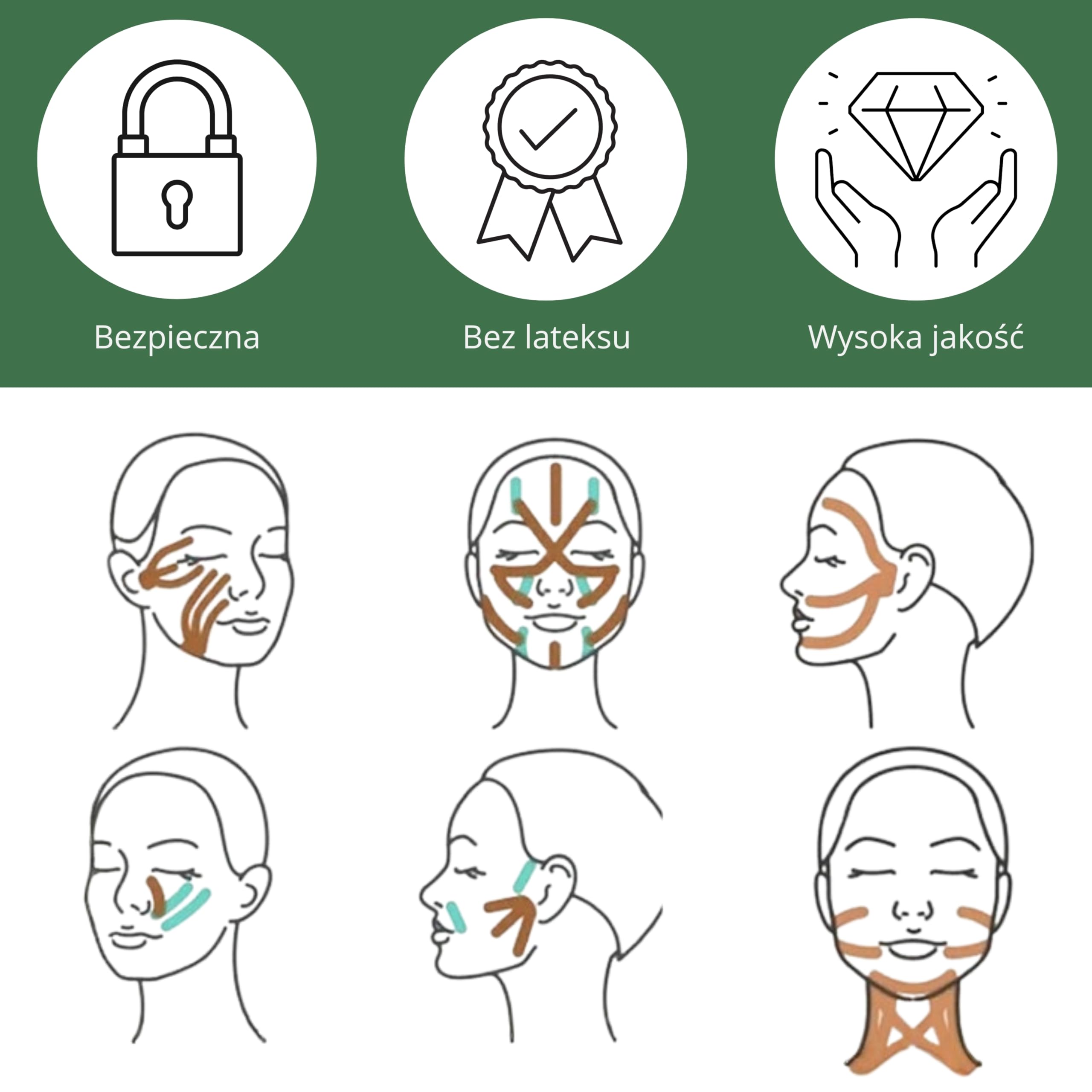 YEYE Made in Nature GlowLift Face Tape - Liftingujące Taśmy do Twarzy 100 sztuk, Gotowe plastry do Face Tapingu, Taśmy Kosmetyczne na Zmarszczki, Owal Twarzy, Czoło, Policzki i Linię Żuchwy